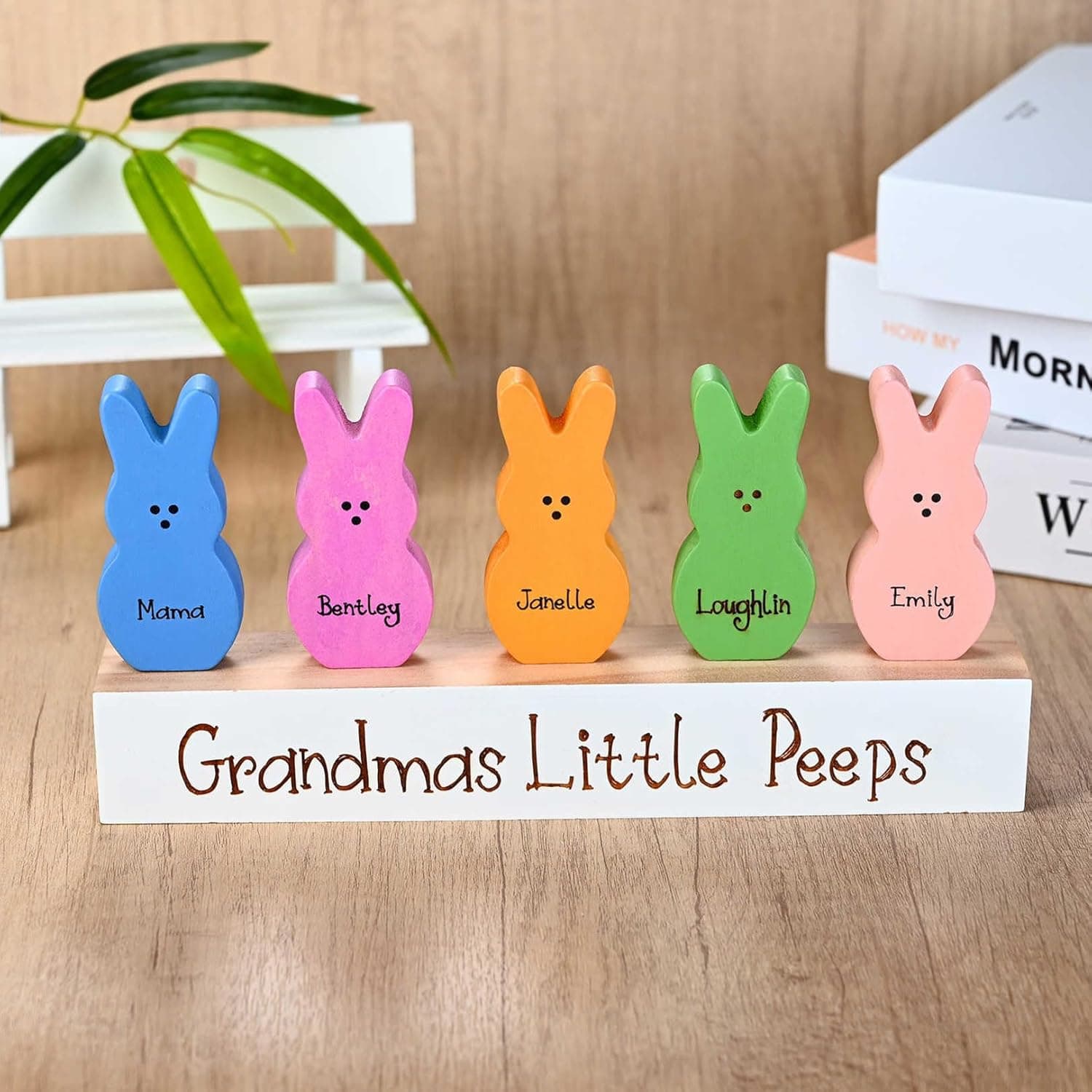 Wooden Easter Peeps Block Set - Personalized Bunny Decor thumbnail 2