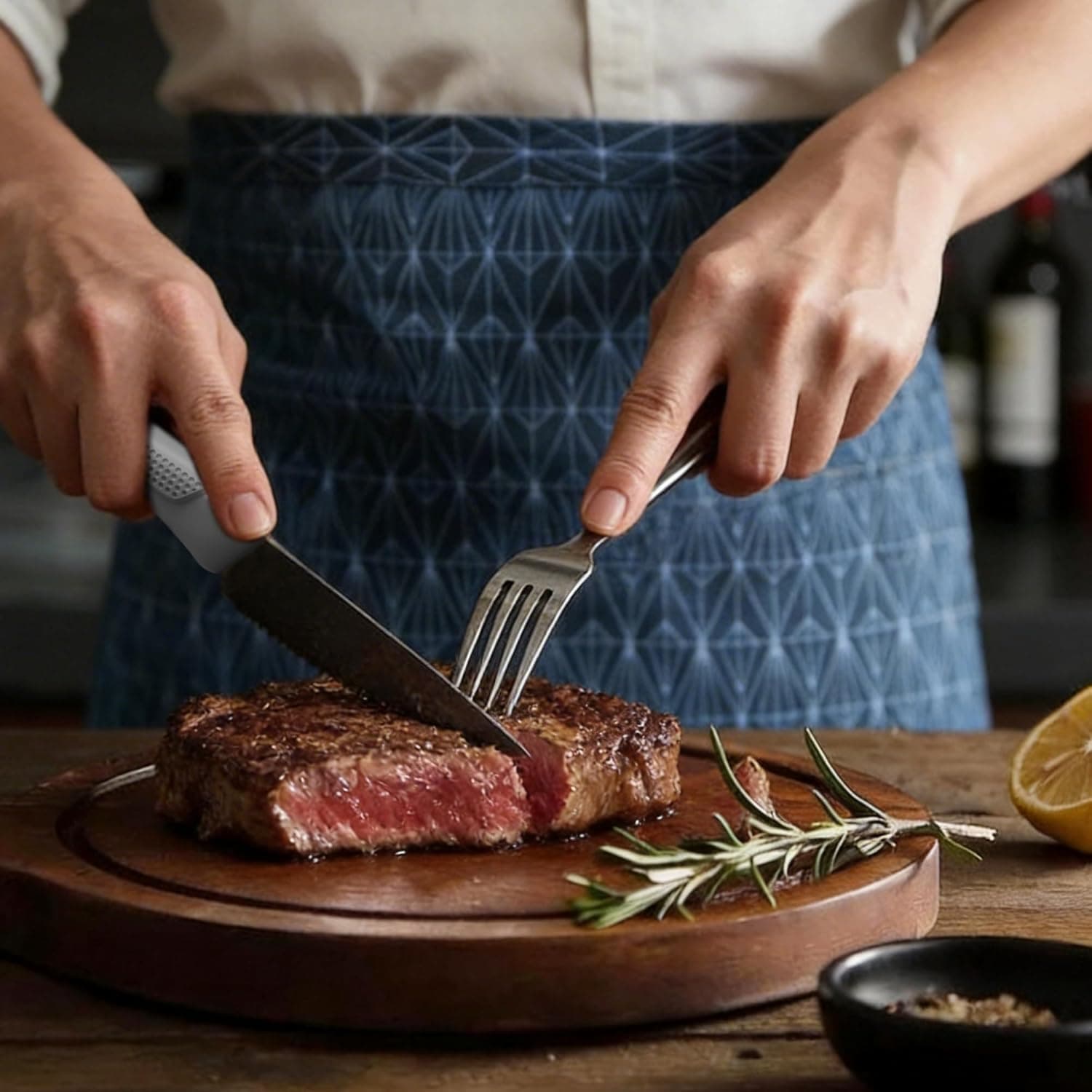 imarku 14-Piece Kitchen Knife Set, Gray Gyutou Knife Sets with Block and Build-in Sharpener, Ultra-Sharp Steak Knives Set of 6, Ergonomic Handle, Dishwasher Safe, New Apartment Essentials: Home &amp; Kitchen thumbnail 3