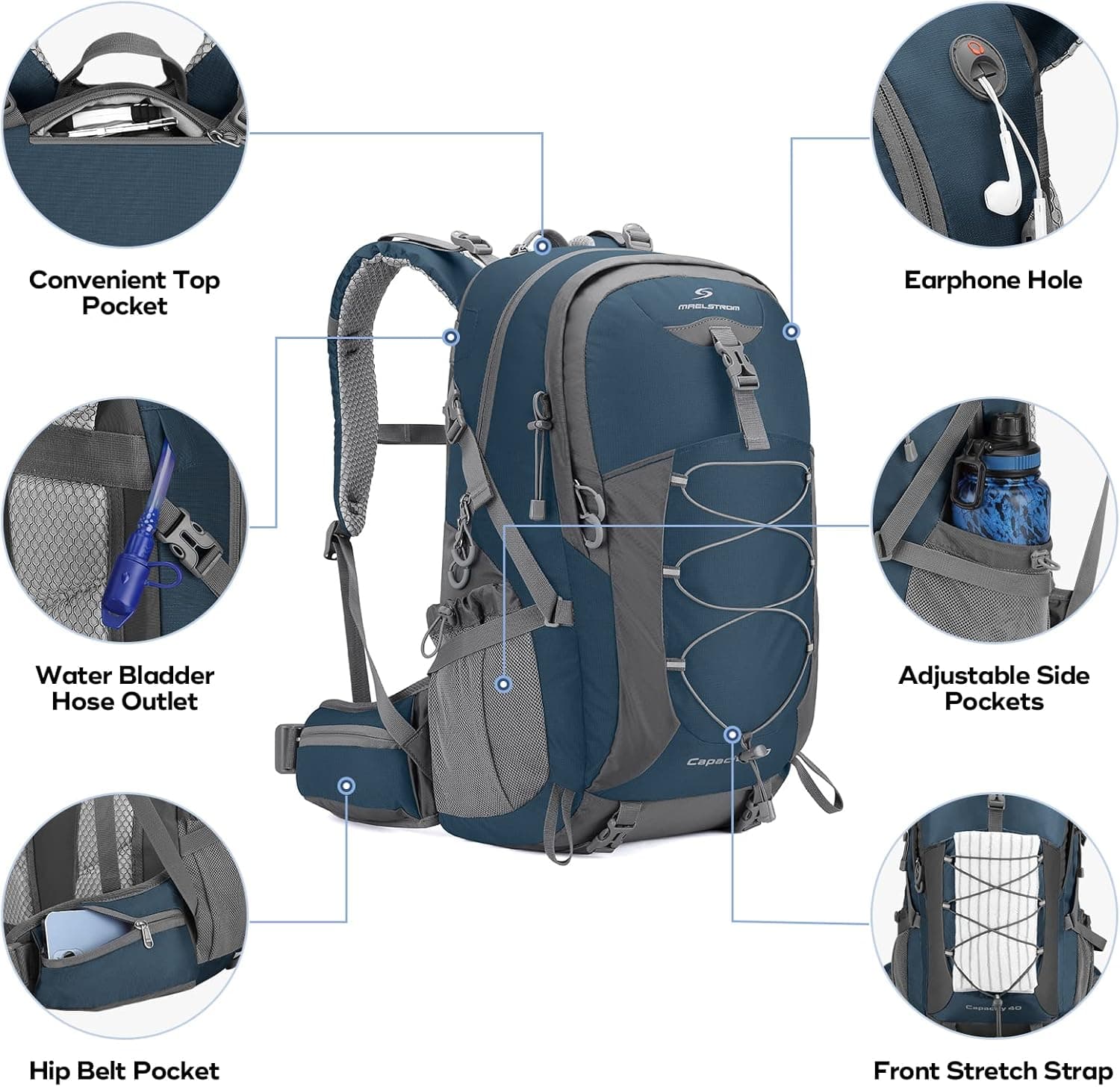 Maelstrom 40L Waterproof Hiking Backpack with Rain Cover thumbnail 3