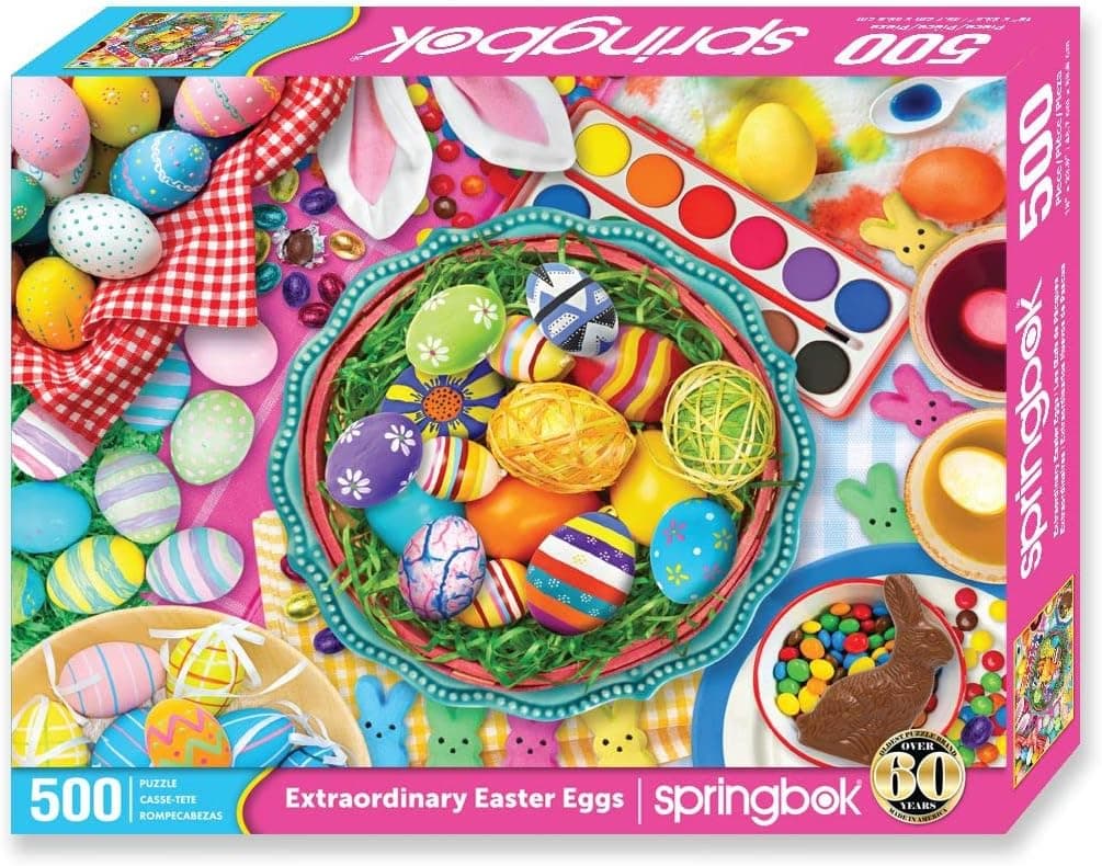 Springbok Extraordinary Easter Eggs 500 Piece Jigsaw Puzzle for Adults and Family - Colorful Easter Scene - Unique Cut Pieces - Made in USA : Toys &amp; Games thumbnail 2