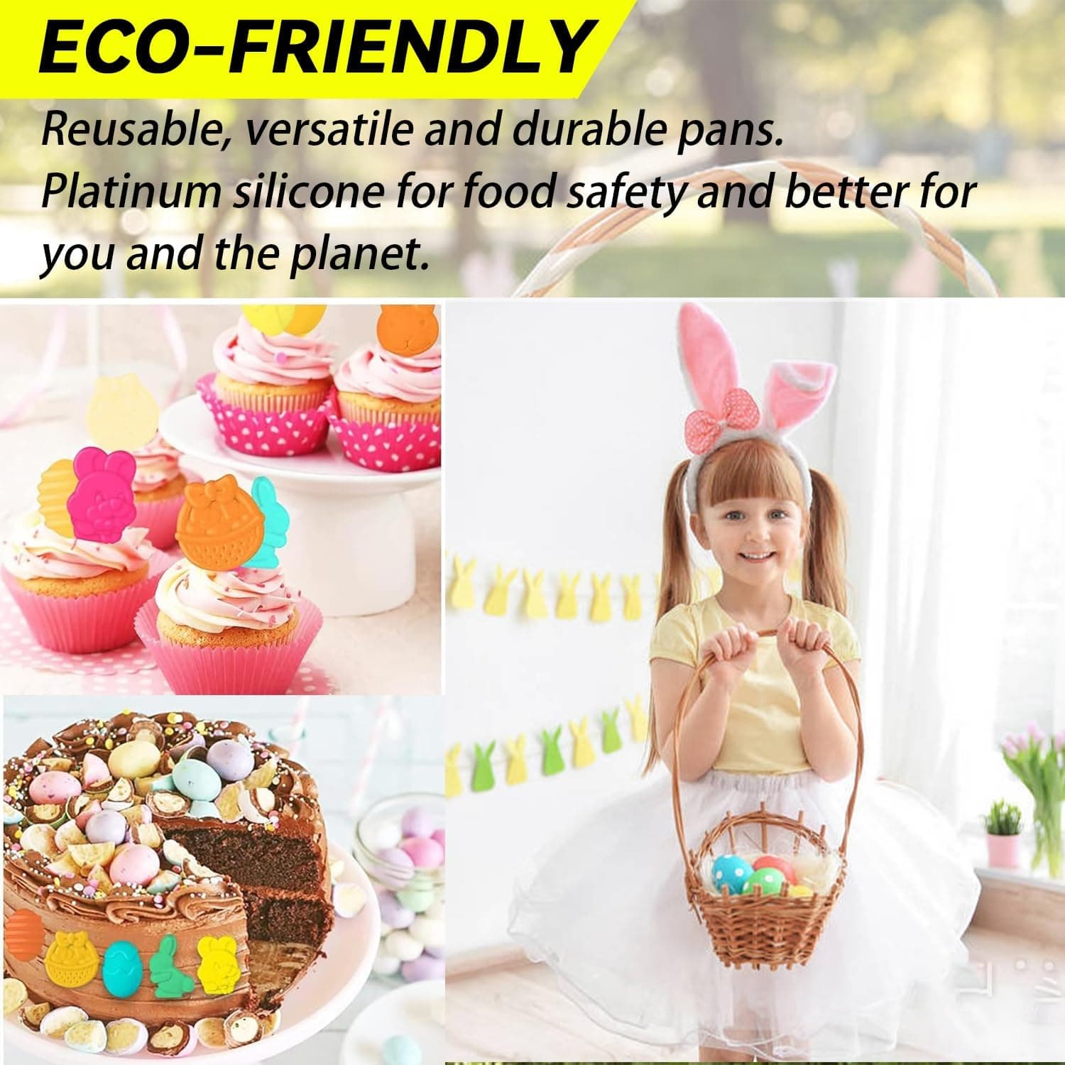 Food-Grade Silicone Easter Chocolate Molds (2 Pack) - 36 Cavities Bunny, Egg &amp; Basket Shapes | Reusable Non-Stick Mold for DIY Candy, Chocolates, Baking | Easter Party &amp; Spring Crafts : Home &amp; Kitchen thumbnail 4