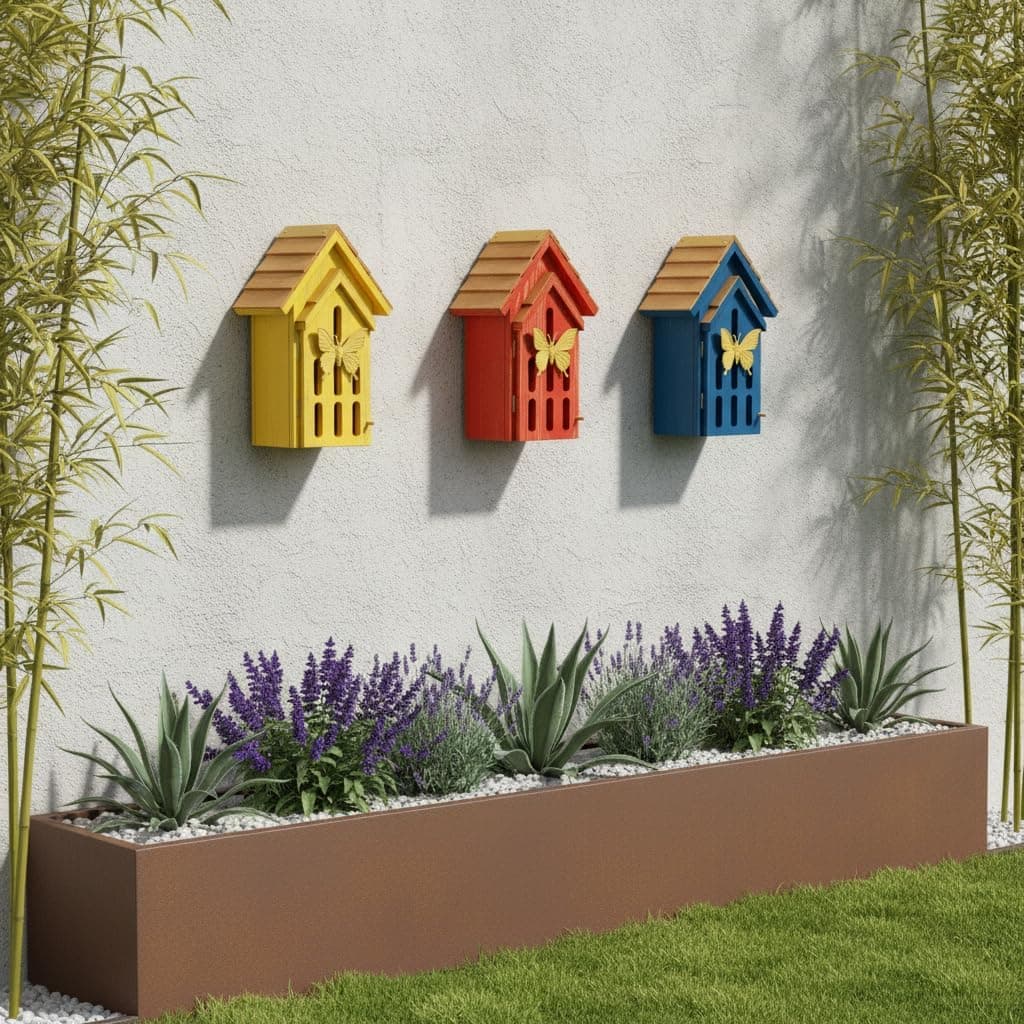 Shingle Roof Butterfly and Bee House with Open Door Design thumbnail 3