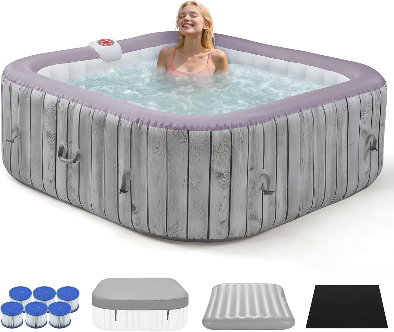 BTMWAY Inflatable Hot Tub - 73" Square Portable Spa for 4-6 People image 1