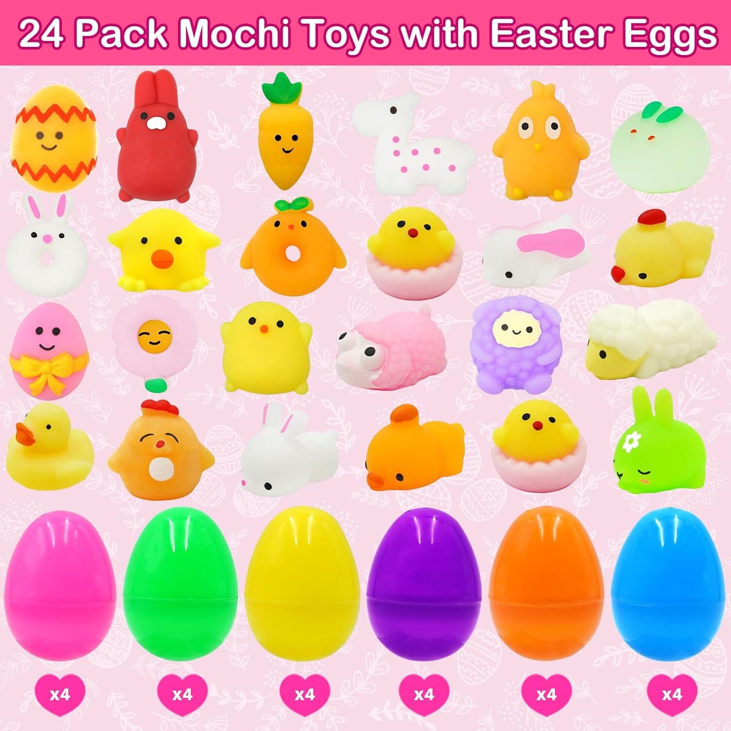 PIONJOY 24 Pack Easter Egg Fillers Mochi Squishies Toys thumbnail 2
