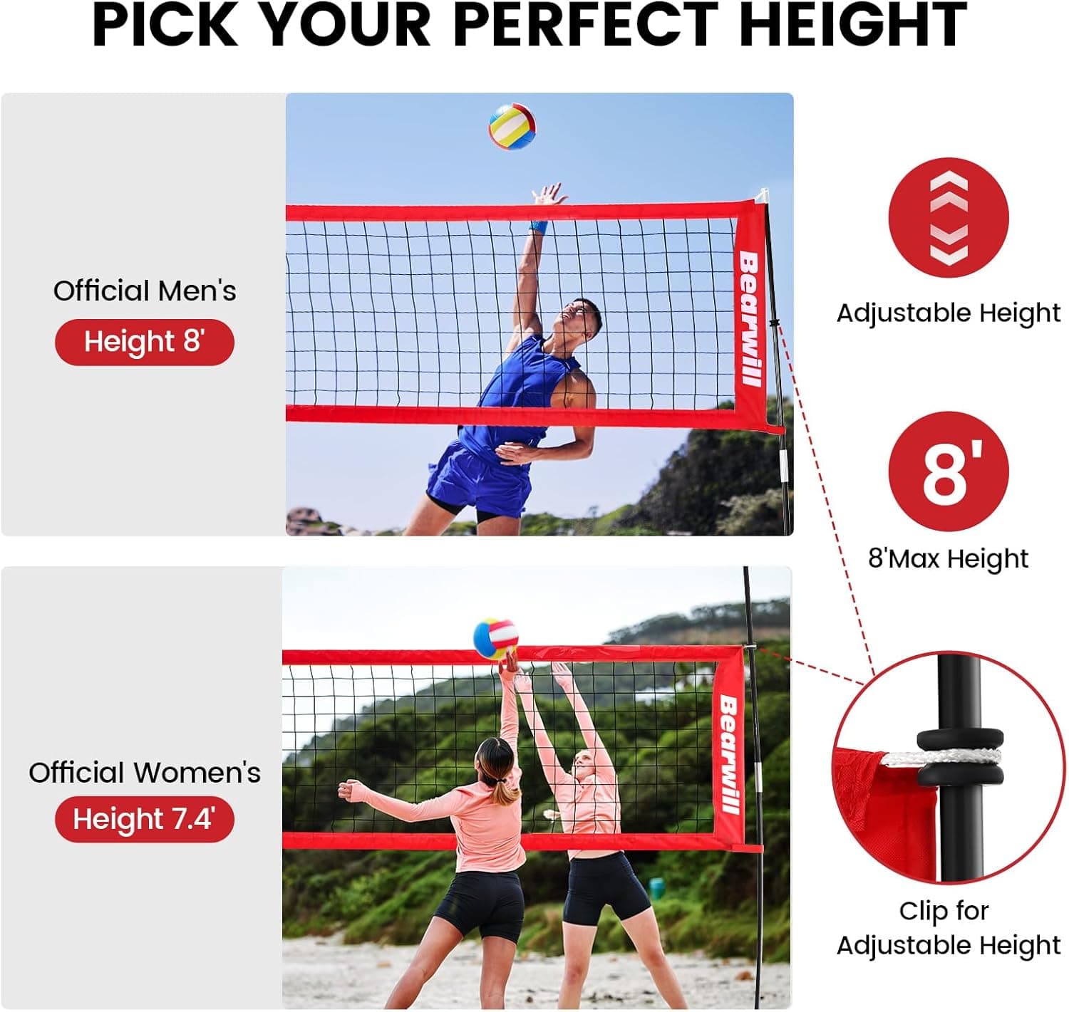 Bearwill 12FT Portable Volleyball Net with Carry Bag thumbnail 3