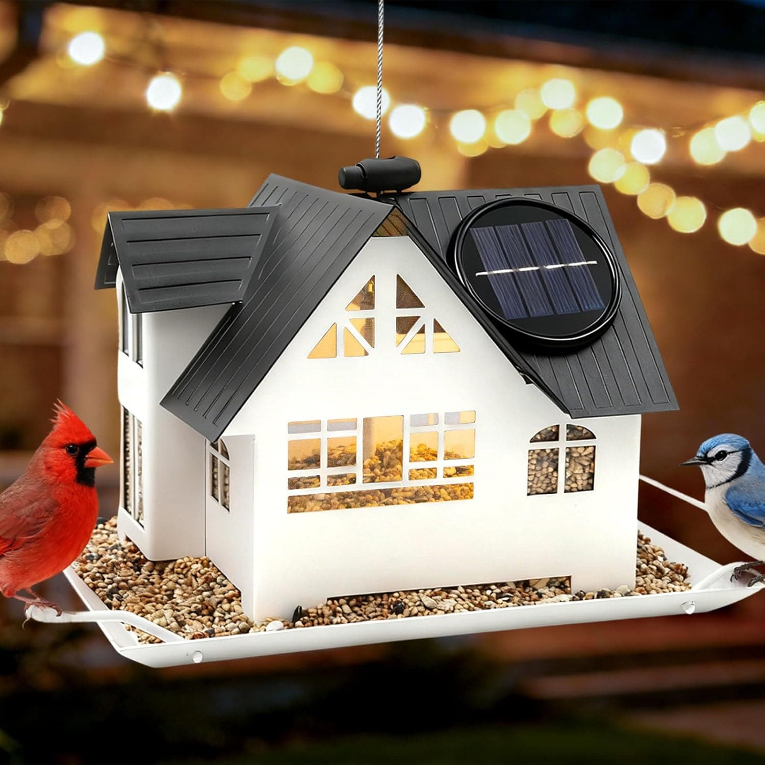 Solar Bird Feeder with Lights image 1