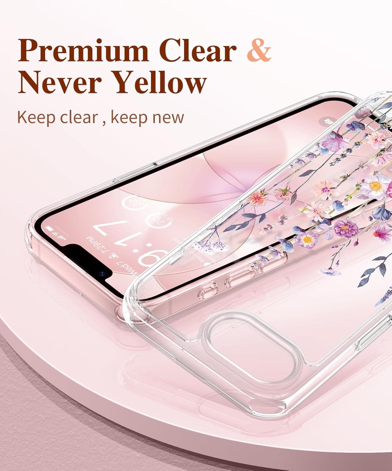 GVIEWIN Floral Clear iPhone Case - Floratopia Design with Military-Grade Protection thumbnail 3