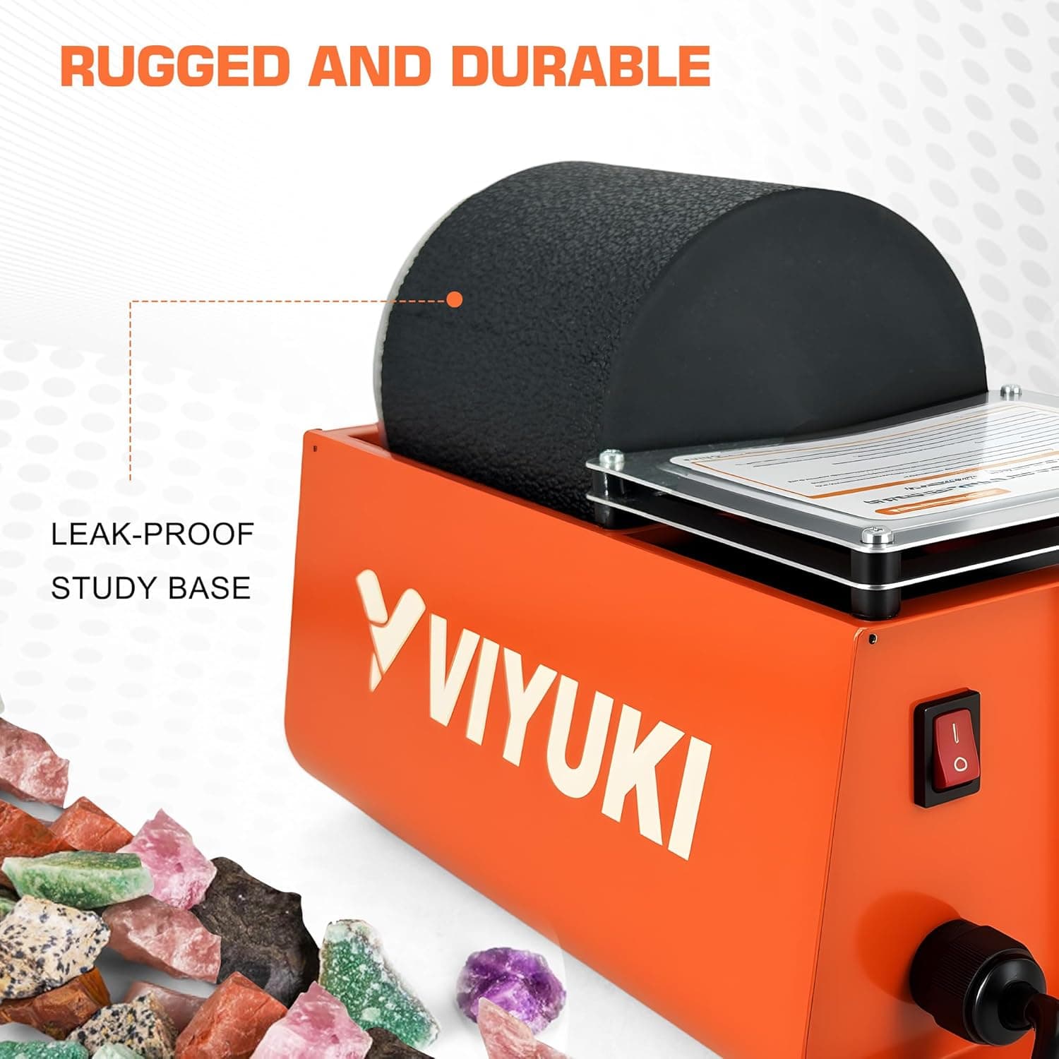 VIYUKI Rock Tumbler Kit- 3 Lb. Extra Large Capacity Barrel, Complete Rock Polisher with Durable Tumbler, Rocks, Grit, Educational Stem Science Kit : Toys &amp; Games thumbnail 4