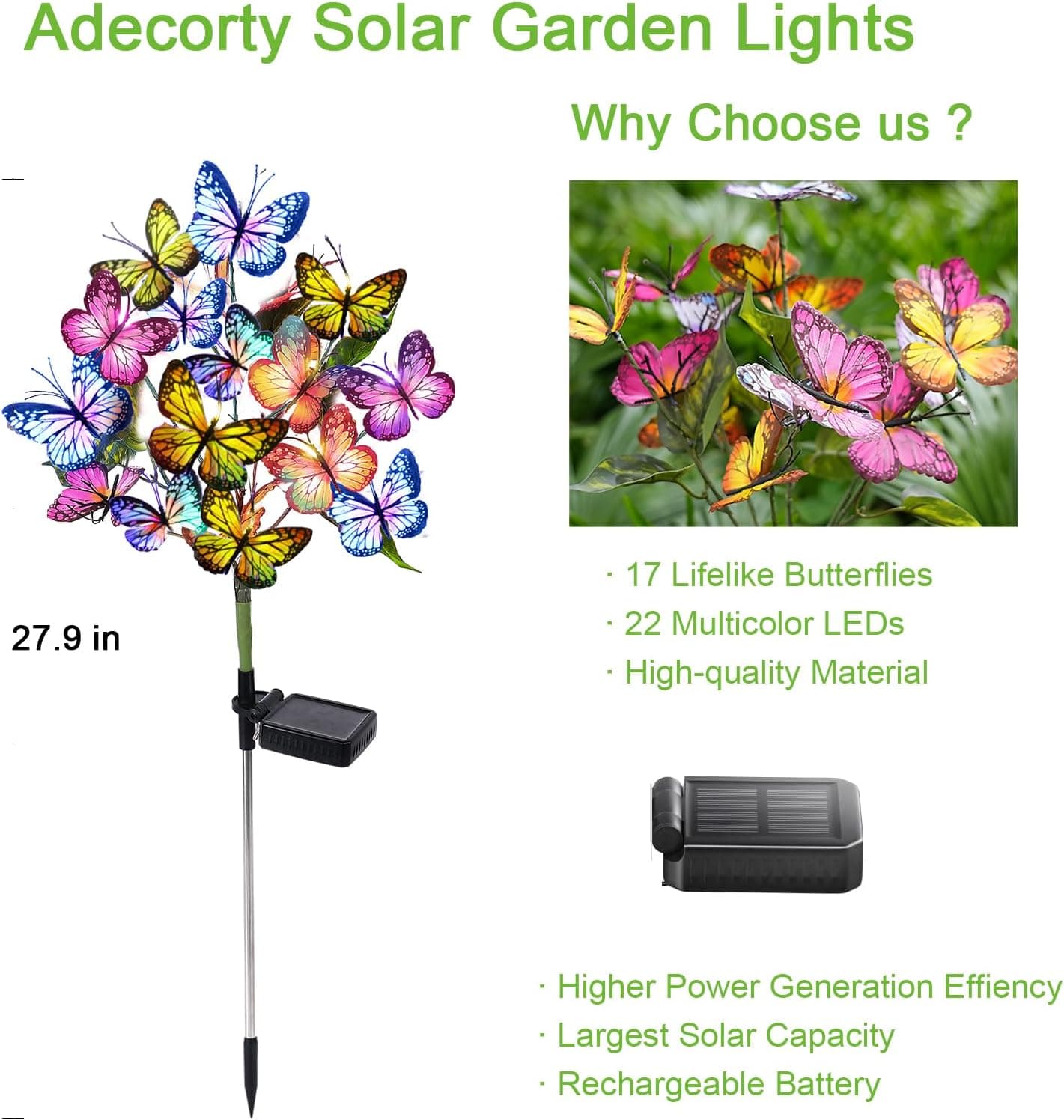 Solar Garden Lights - Butterfly & Flower Design (2 Pack) thumbnail 3