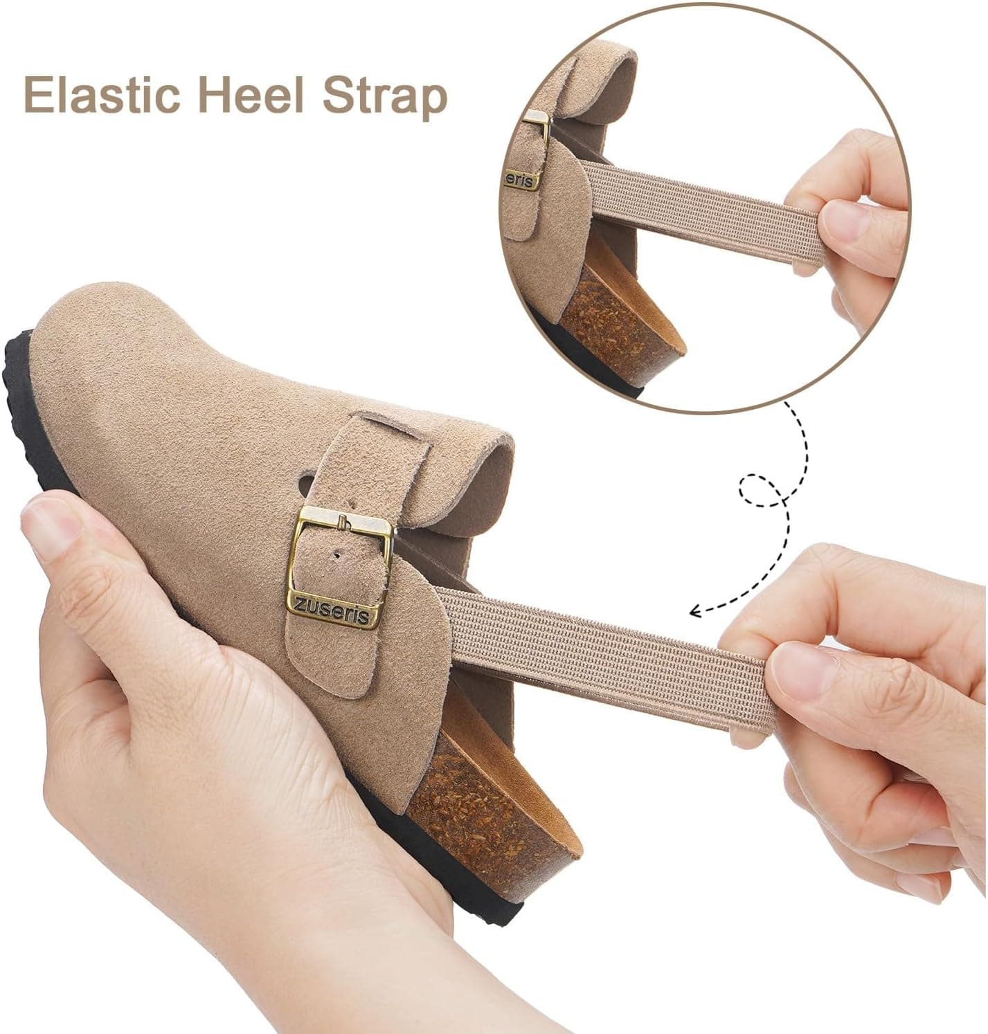 ZUSERIS Kids Suede Clogs with Adjustable Buckle - Apricot thumbnail 5