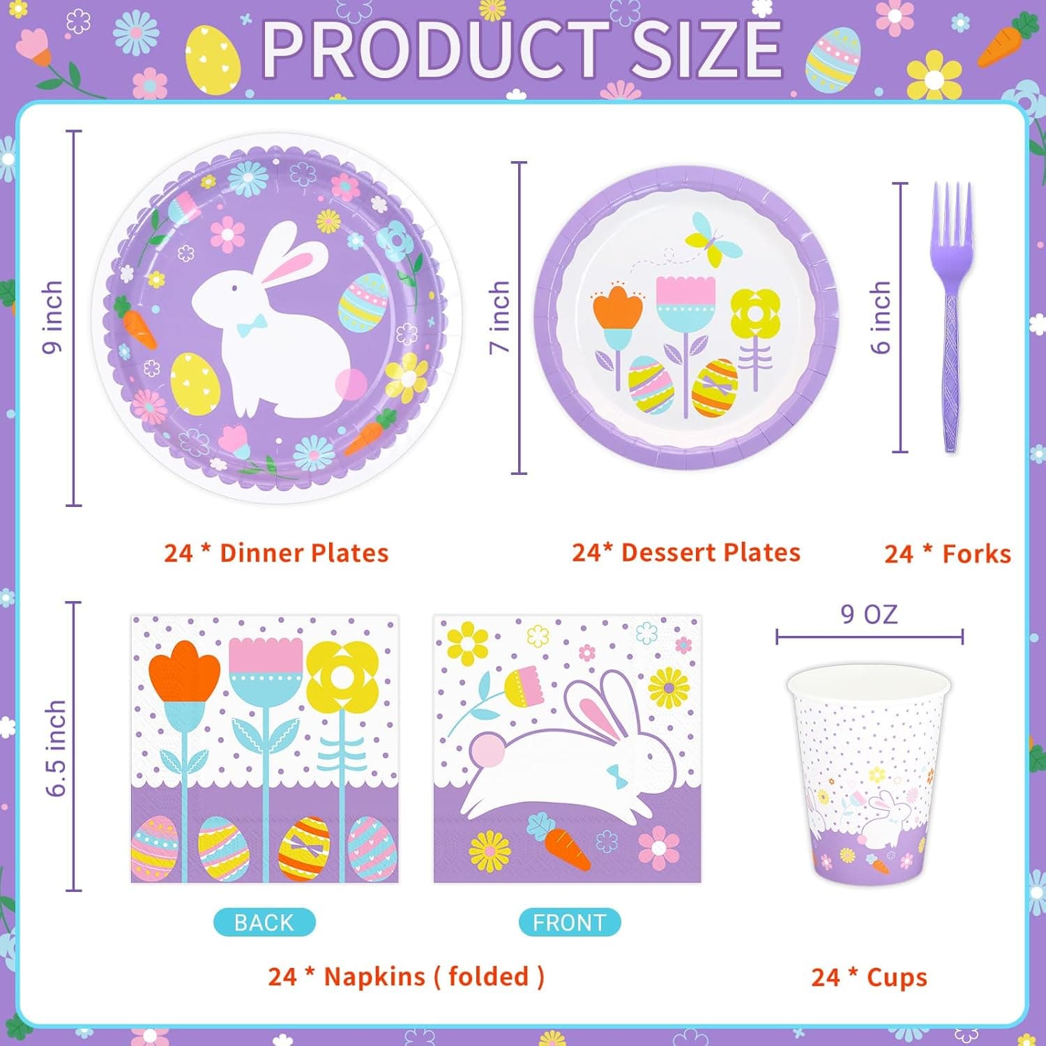 Bunny Hop Easter Party Disposable Tableware Set for 24 thumbnail 2