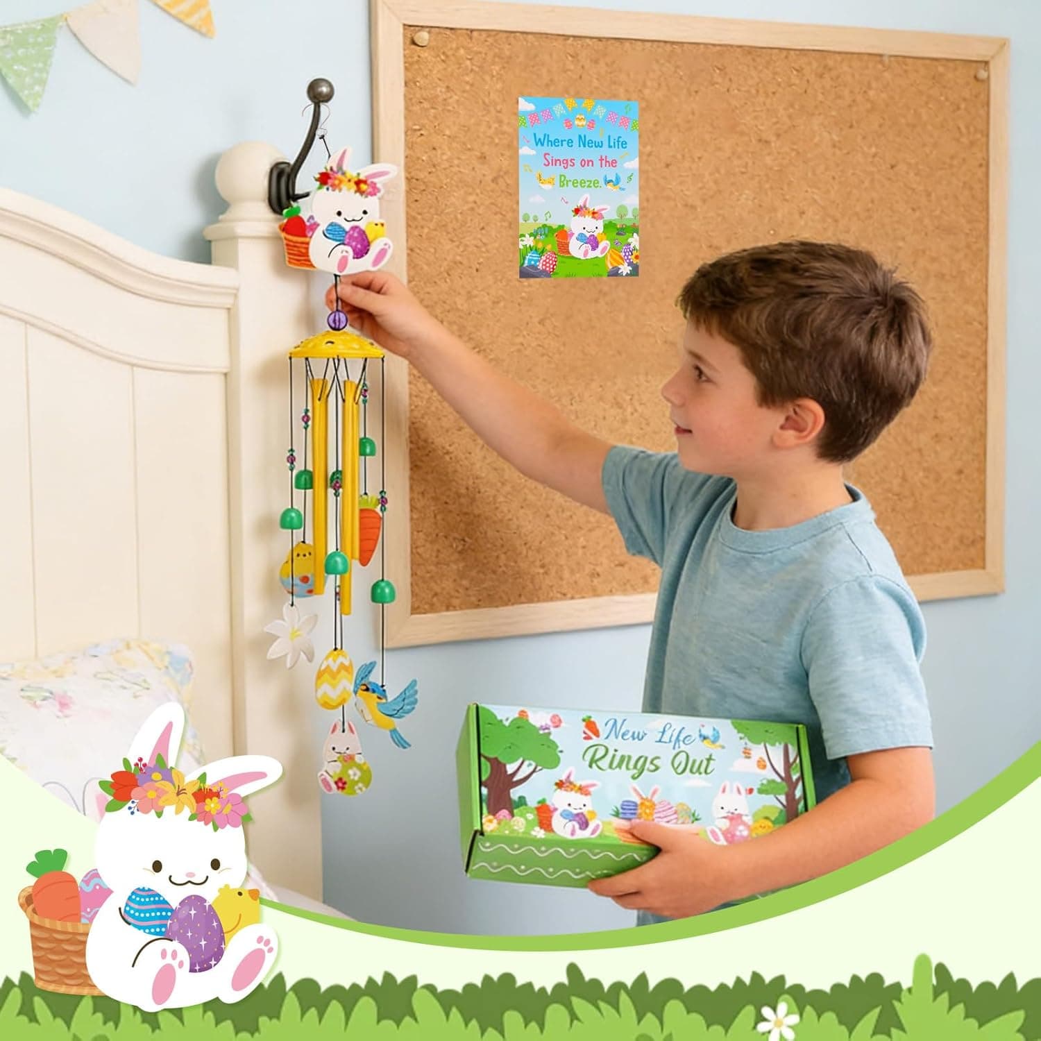 Hoemwarm Easter Wind Chimes with Bunny, Eggs and Gift Box thumbnail 5
