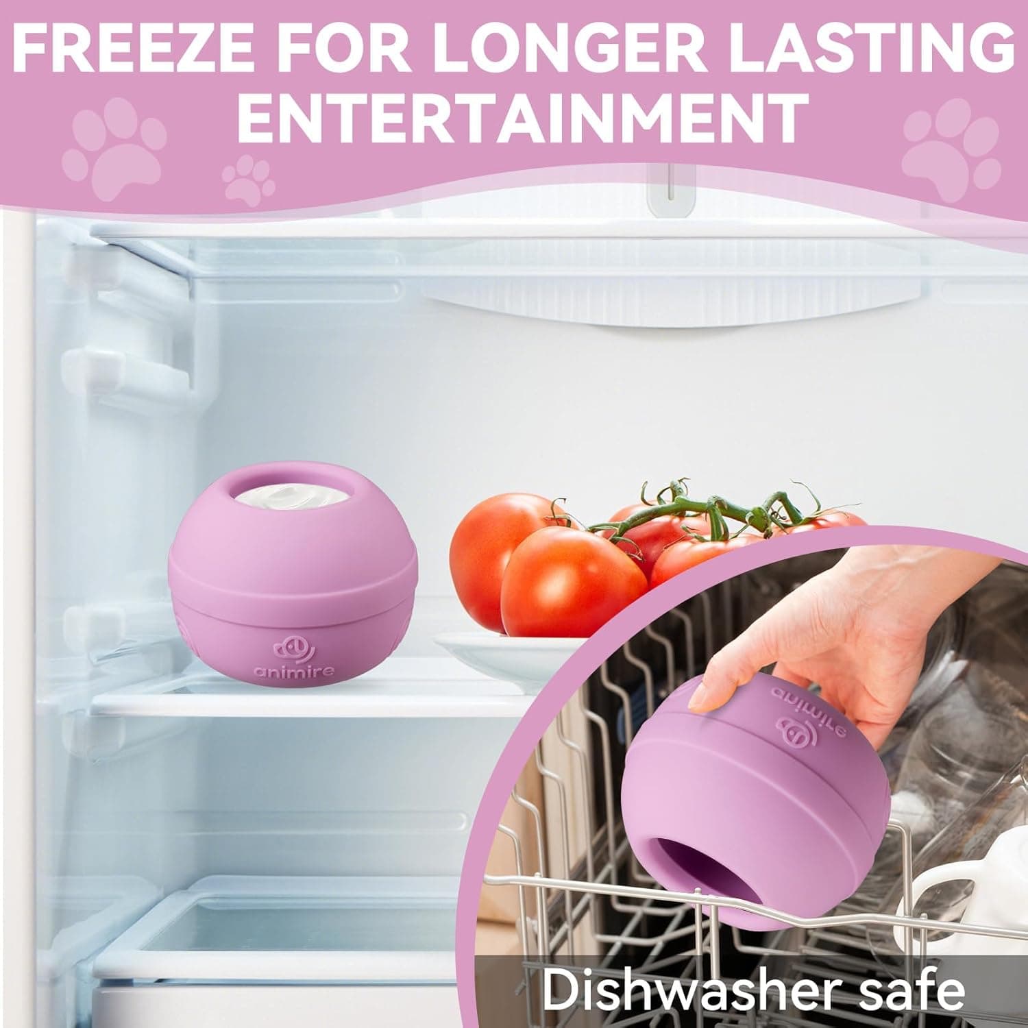 Pet Supplies : Animire Long-Lasting Interactive Dog Lick Toy, Stuffable Dog Enrichment to Keep Dogs Busy, Wobbly Treat Dispensing Freezable Chew Toys, Food-Grade Safe (Pastel Purple,M) : Amazon.com thumbnail 3