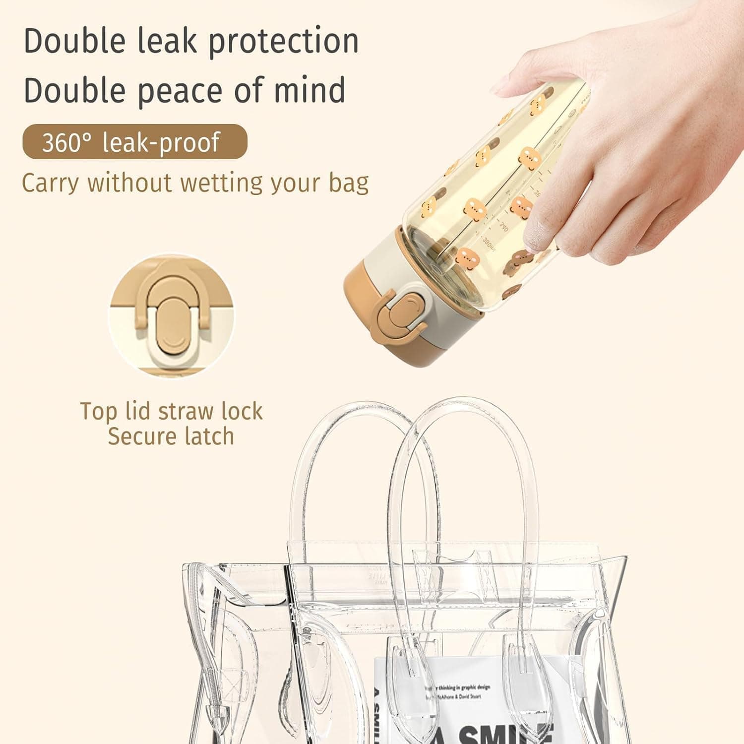 Evorie Tritan Kids Water Bottle with Straw - 13oz Honey Bear thumbnail 2