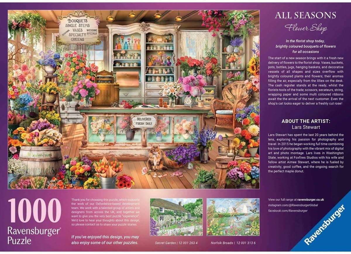Ravensburger All Seasons Flower Shop 1000 Piece Jigsaw Puzzle | Explore Colorful Botanical Arrangements | from The Bestselling Puzzle Brand Worldwide | Enhanced Anti-Glare Surface : Toys &amp; Games thumbnail 3