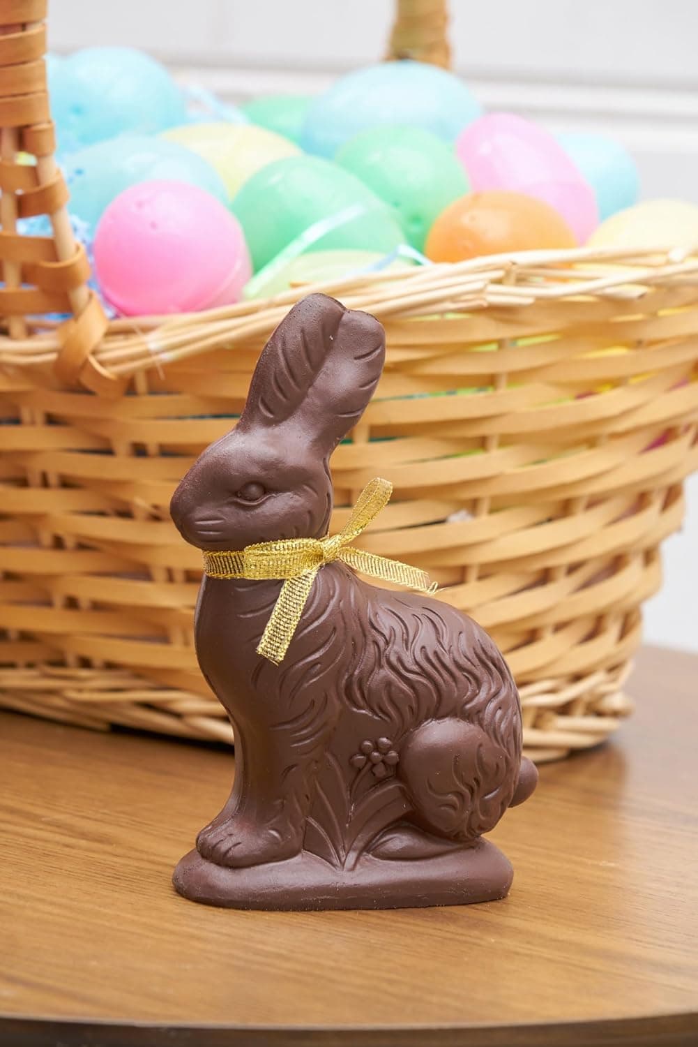 GALLERIE II Dark Chocolate Resin Gold Ribbon Easter Rabbit Medium Decorative Figurine 4.57" x 6.54" Spring Home Living Room Fireplace Mantel Kitchen Tabletop Bedroom Bathroom Premium Luxury Decor : Home &amp; Kitchen thumbnail 4