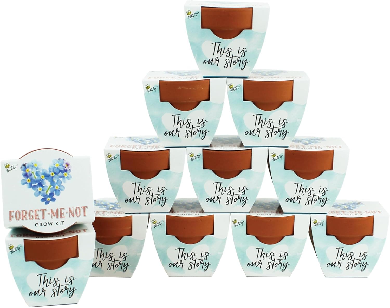 BUZZY Seeds Forget-Me-Not Terracotta Mini Grow Pots Love Collection, 12-Pack All-in-One Gardening Kit for Wedding Favors, Prizes, Birthday Gifts, Party Favors, Bridal Showers, Valentines : Patio, Lawn &amp; Garden image 1