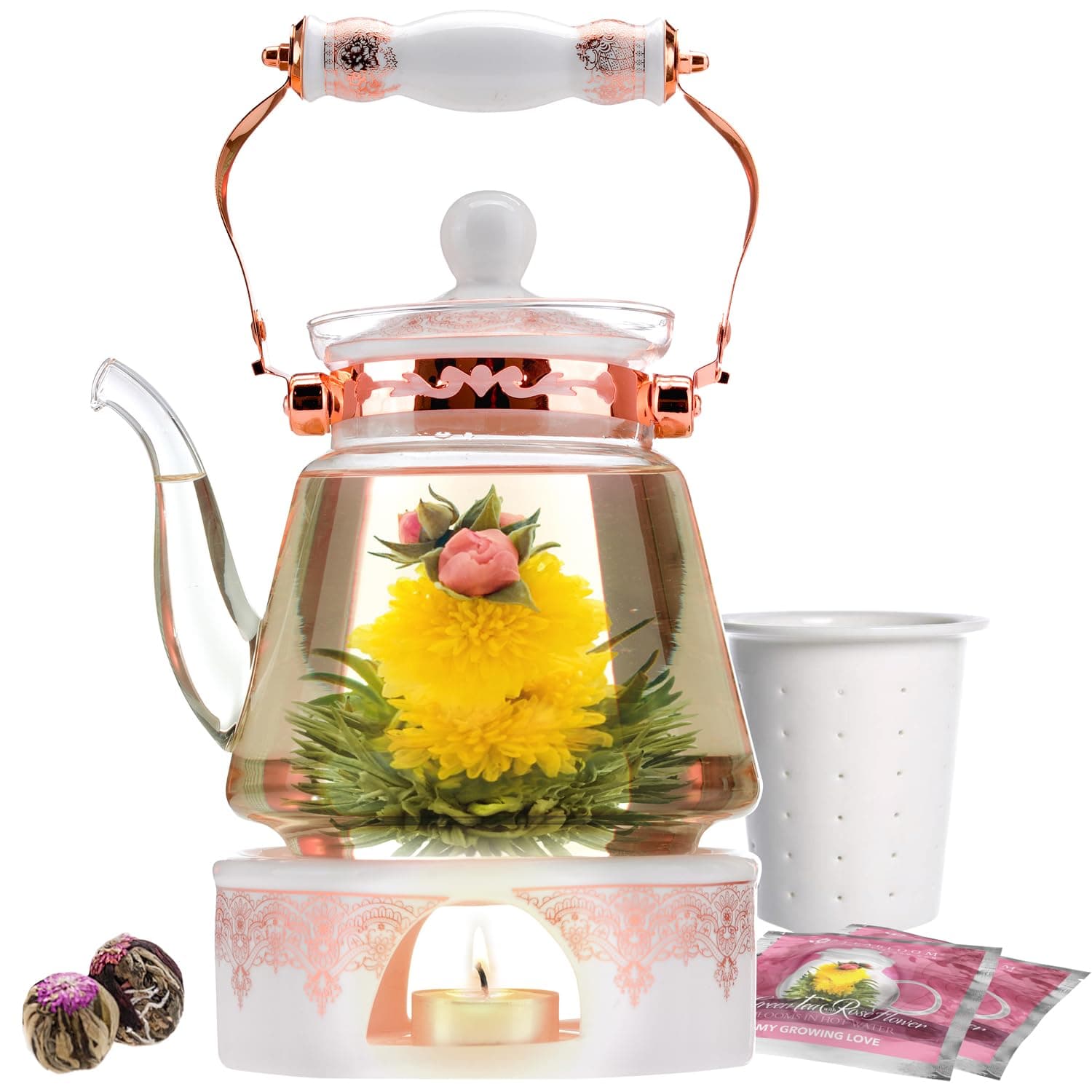 Teabloom Flowering Tea Chest - Curated Collection of 12 Gourmet Flowering Teas - Packaged in Beautiful Gift-Ready Tea Box : Grocery &amp; Gourmet Food thumbnail 3