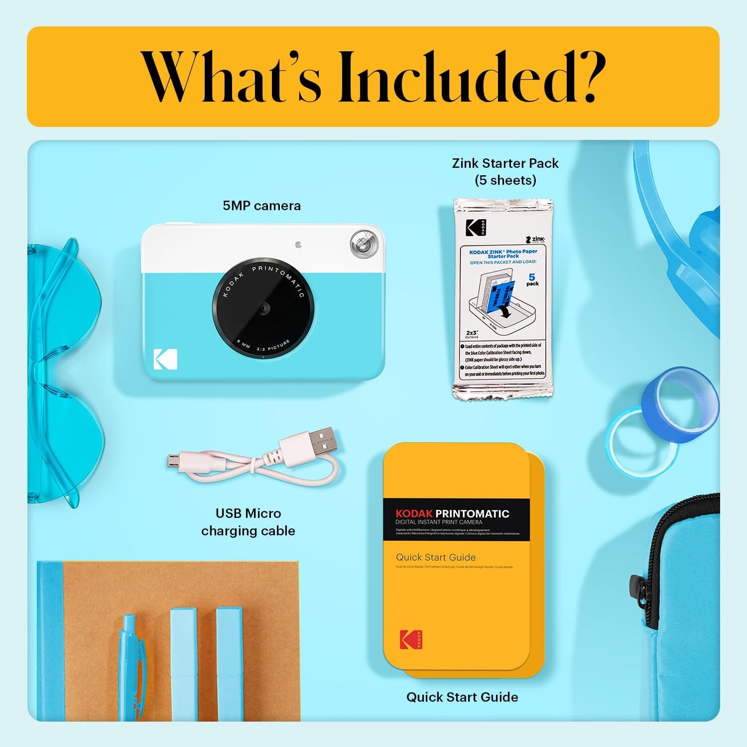 KODAK Printomatic Full-Color Instant Print Digital Camera, Blue thumbnail 3