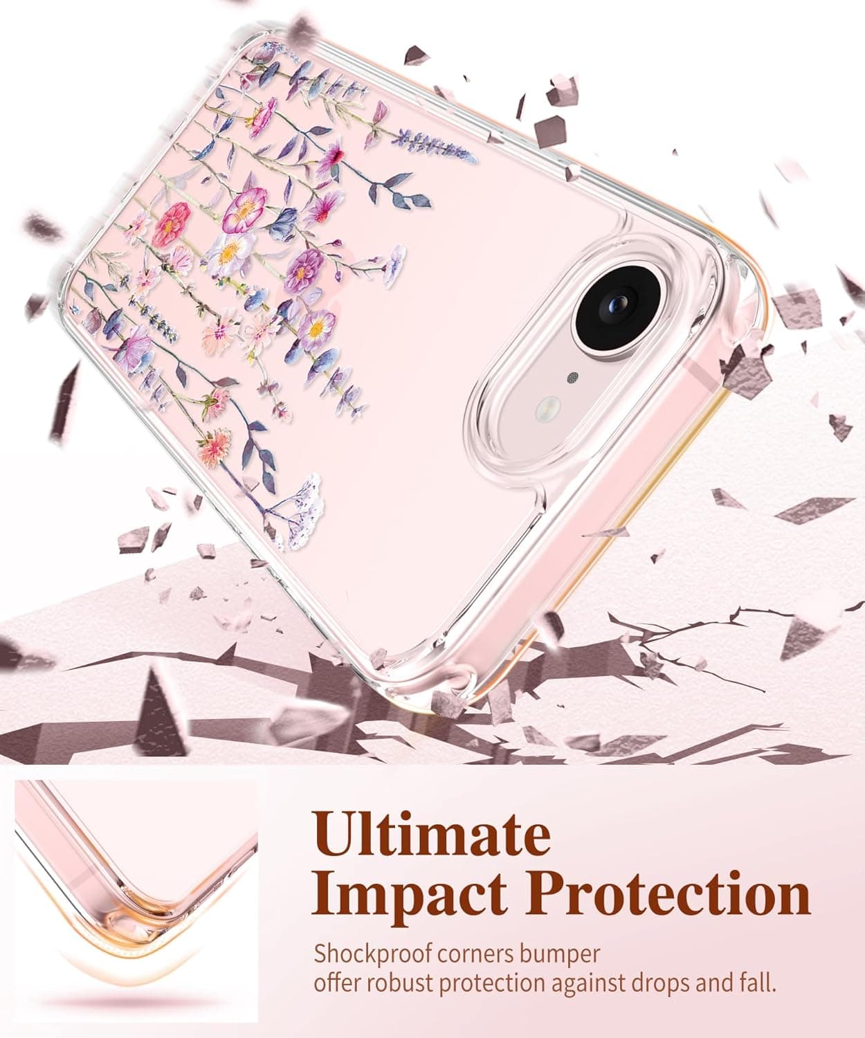 GVIEWIN Floral Clear iPhone Case - Floratopia Design with Military-Grade Protection thumbnail 4