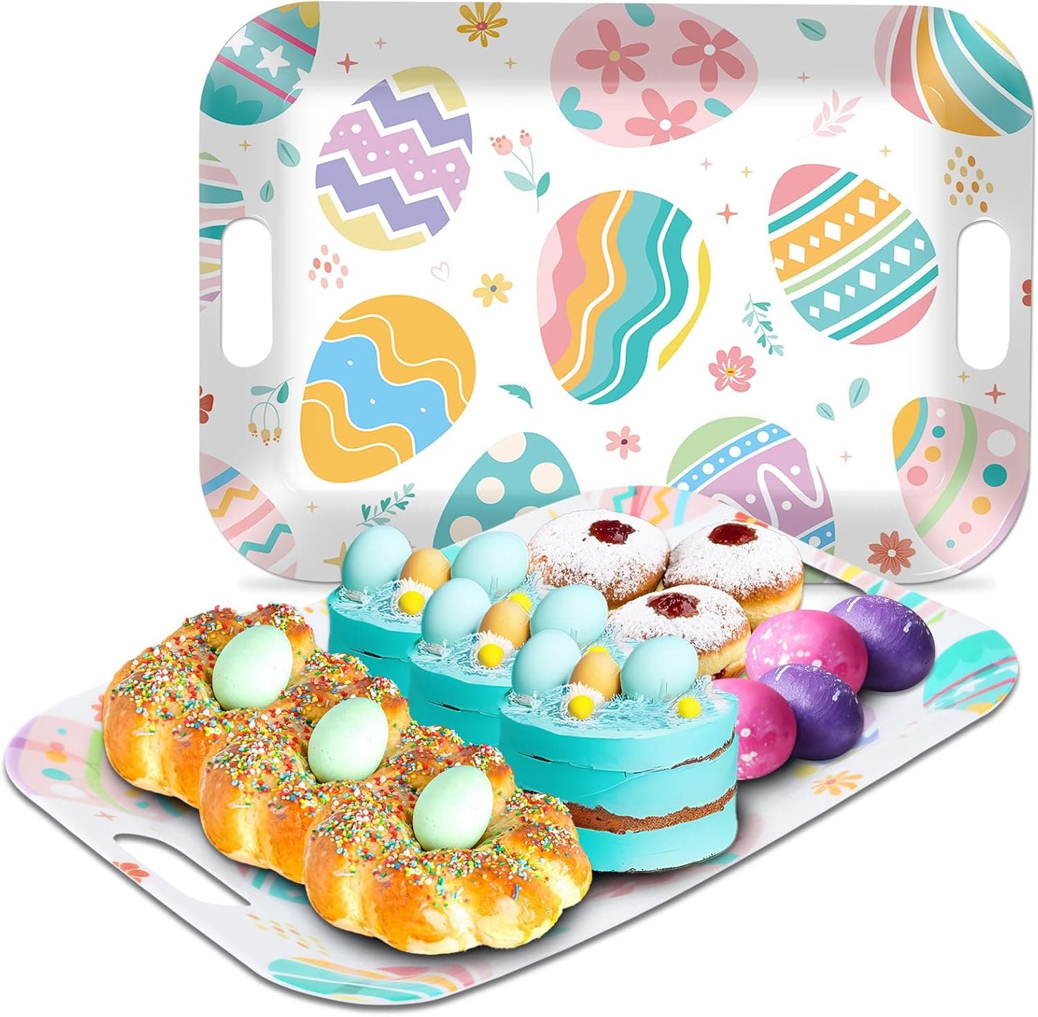 2-Piece Easter Serving Trays with Handles - 16 x 11 Inch image 1