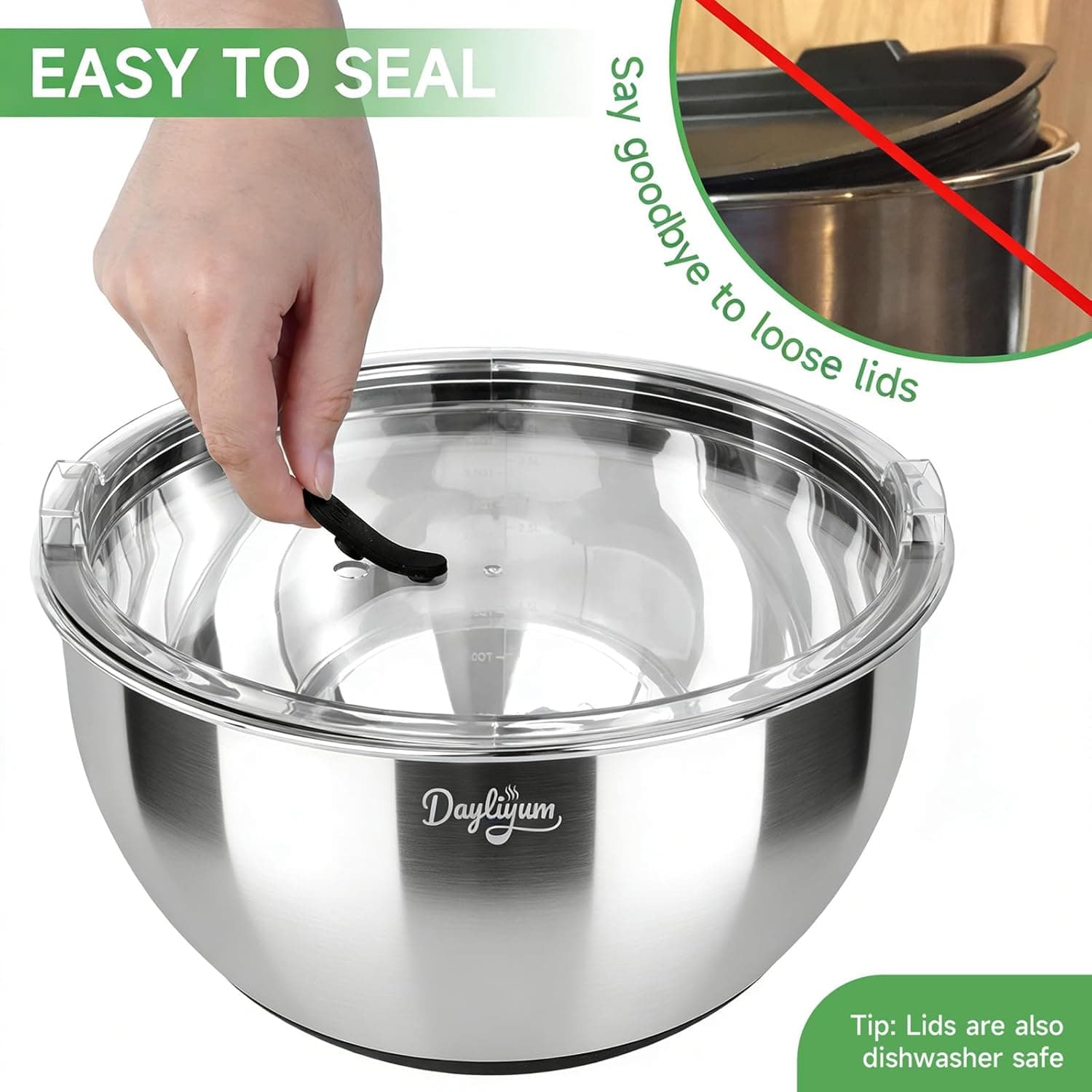 Stainless Steel Mixing Bowls with Airtight Lids thumbnail 2