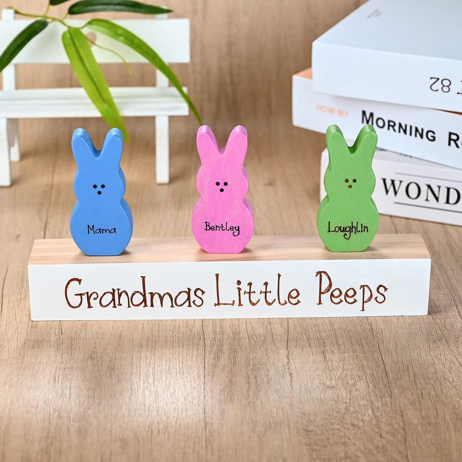 Wooden Easter Peeps Block Set - Personalized Bunny Decor — Easter Gifts gift idea