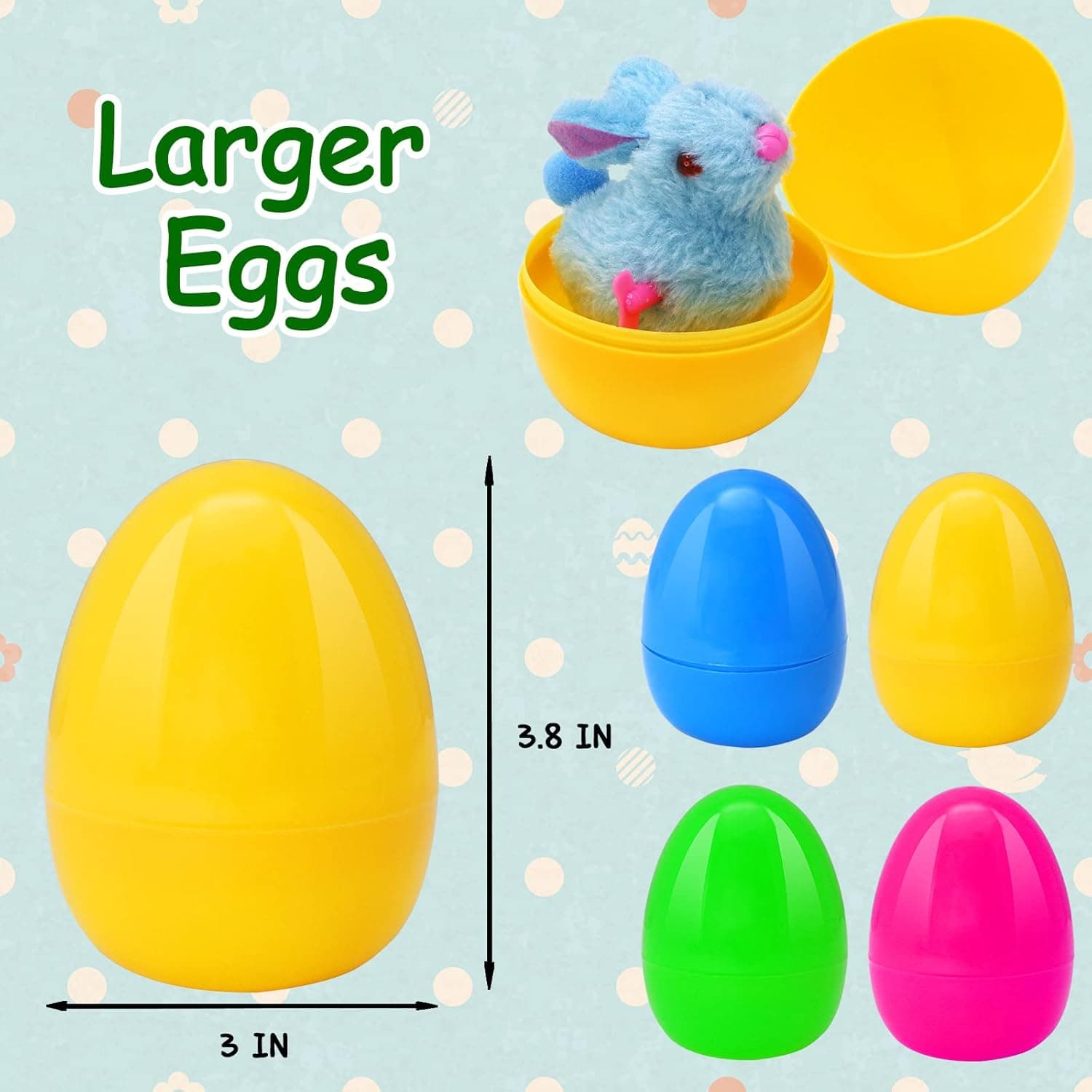8 Pack Prefilled Easter Eggs with Wind-Up Jumping Bunnies and Chicks thumbnail 3