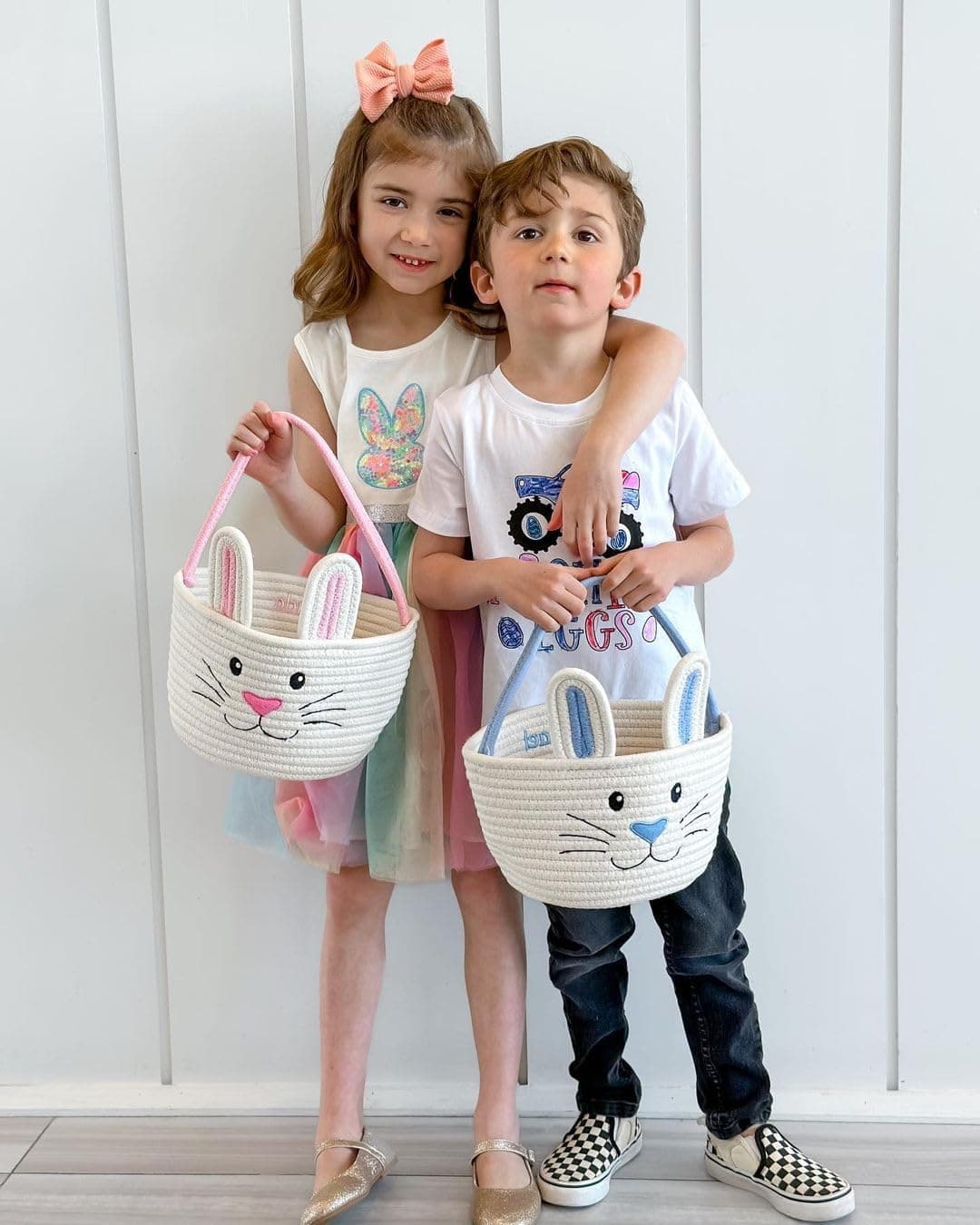 Personalized Easter Bunny Rope Basket (Pink) thumbnail 4