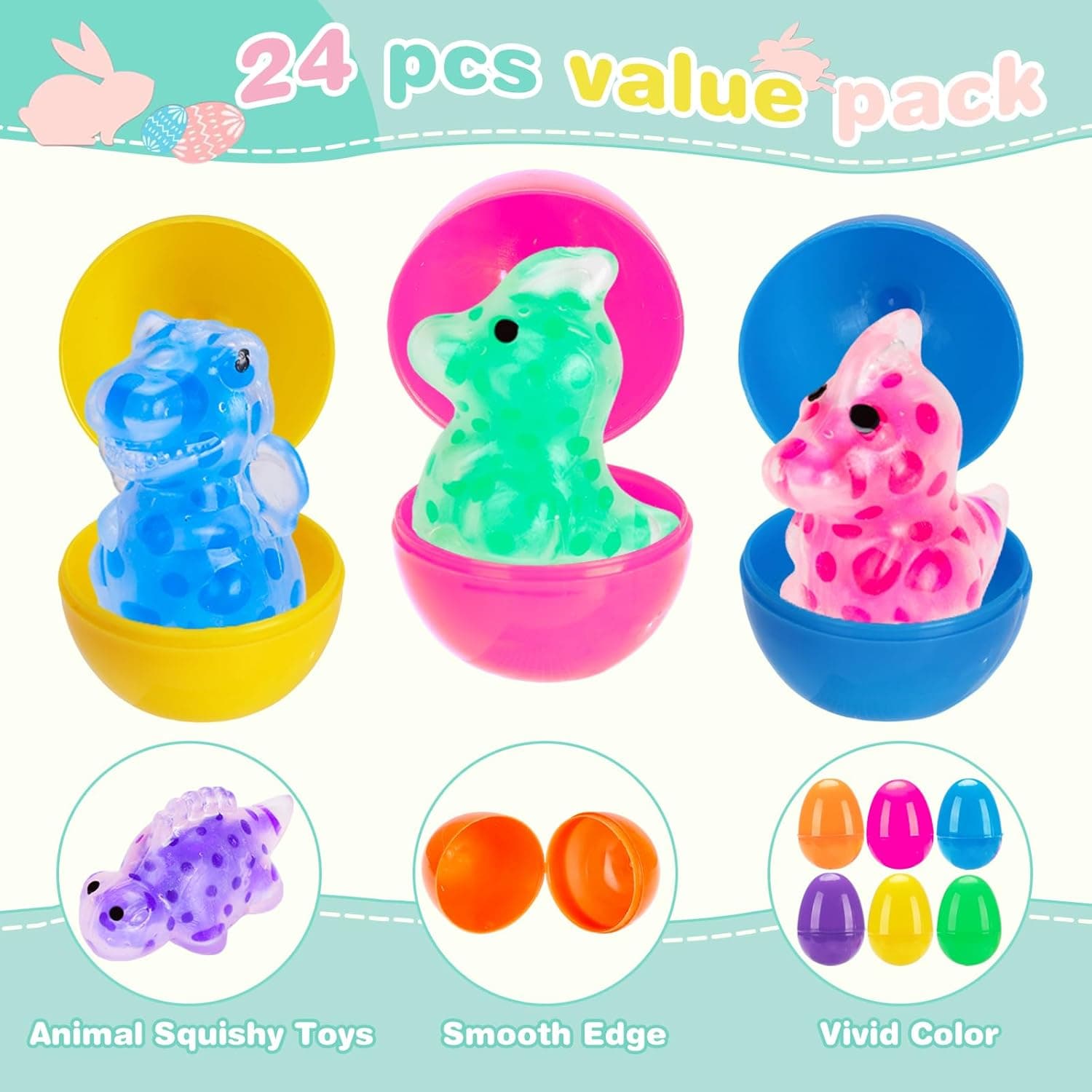 Budbof 24 Pack Easter Egg Fillers with Stress Balls, Fidget Toys Squeeze Balls for Kids - Easter Basket Stuffers for Boys Girls, Sensory Relief Toys for Egg Hunt Party Favors Classroom Prizes : Toys &amp; Games thumbnail 3