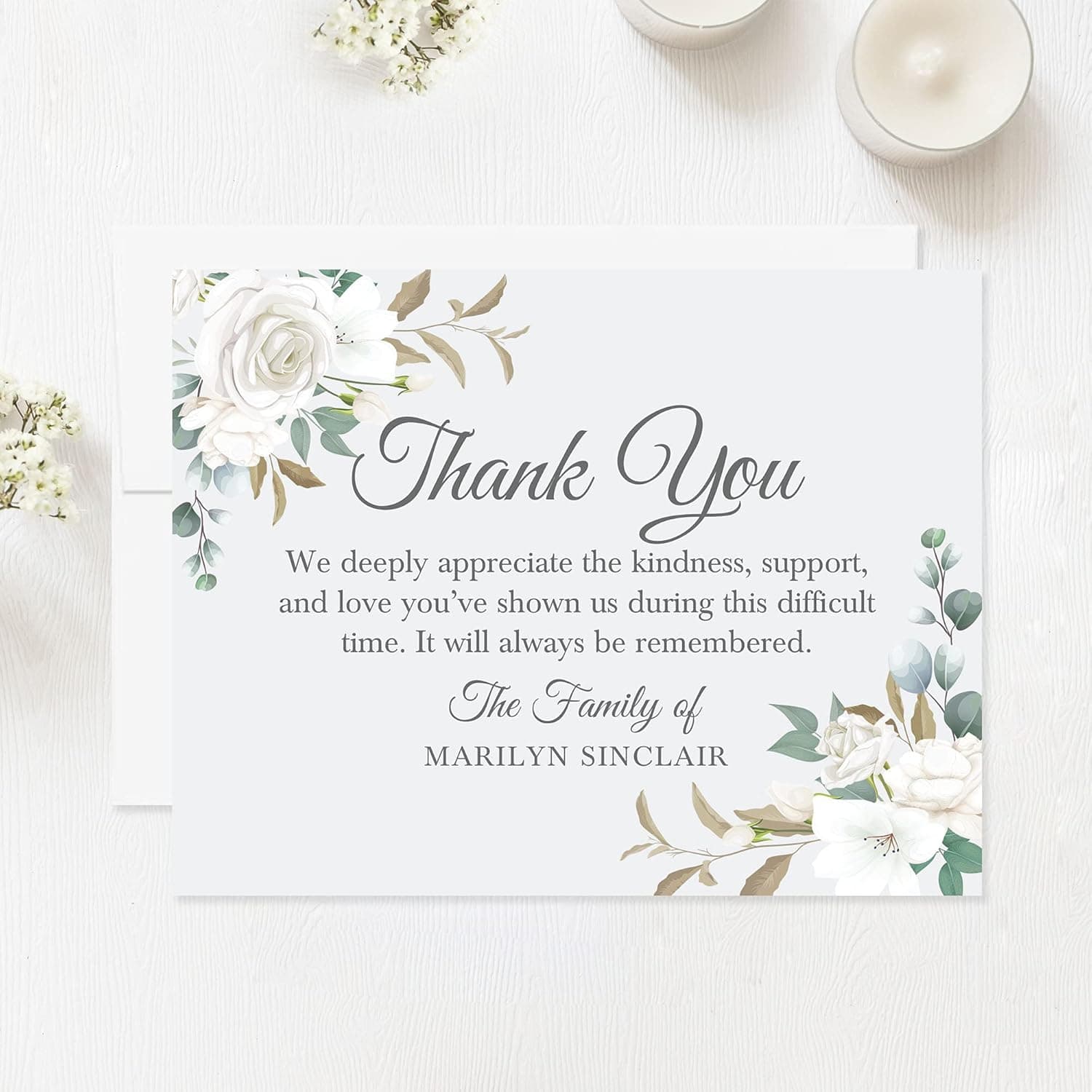 Hello Love Goods White Floral Sympathy Thank You Cards thumbnail 4
