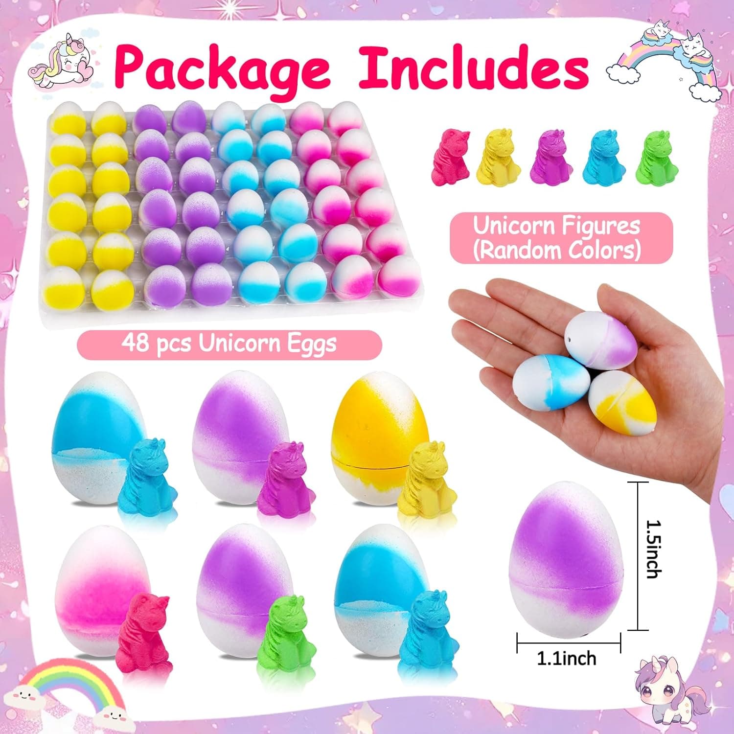 48 Pack Hatching Unicorn Eggs Party Favors thumbnail 3