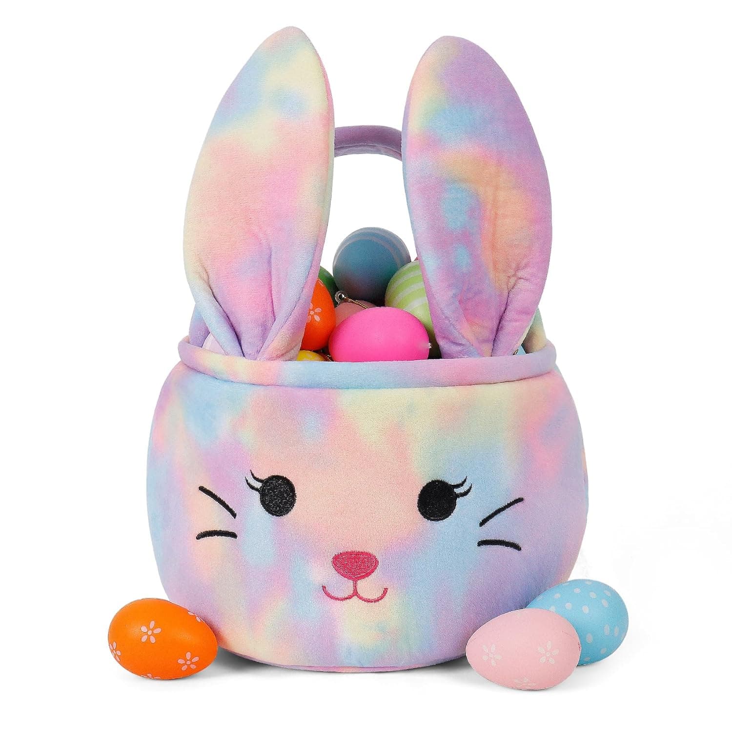 HitToys Easter Bunny Baskets for Kids, Egg Hunt Bags Plush Rabbit Bucket with Foldable Ears Easter Gifts for boys and girls : Baby image 1