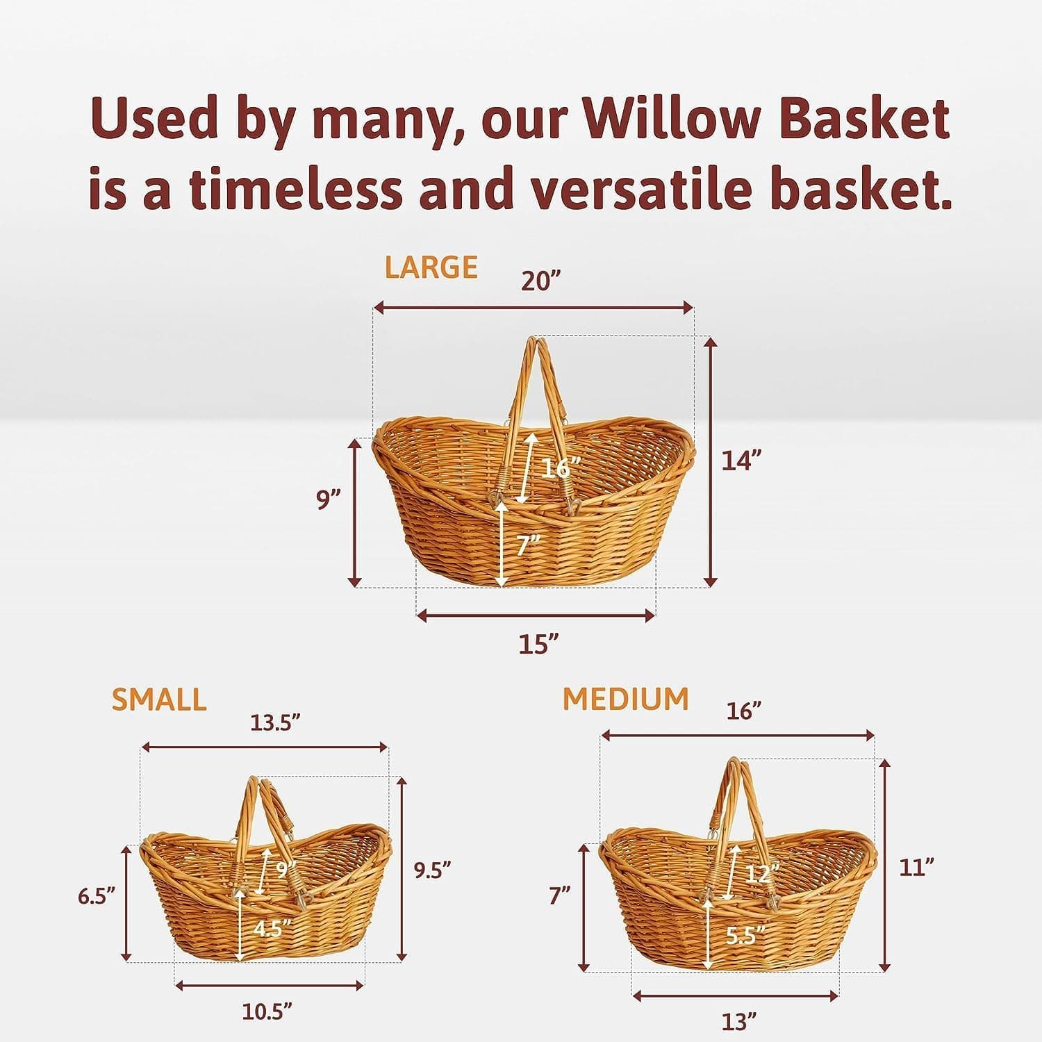 Small Light Brown Hand Woven Wicker Basket with Handles thumbnail 3