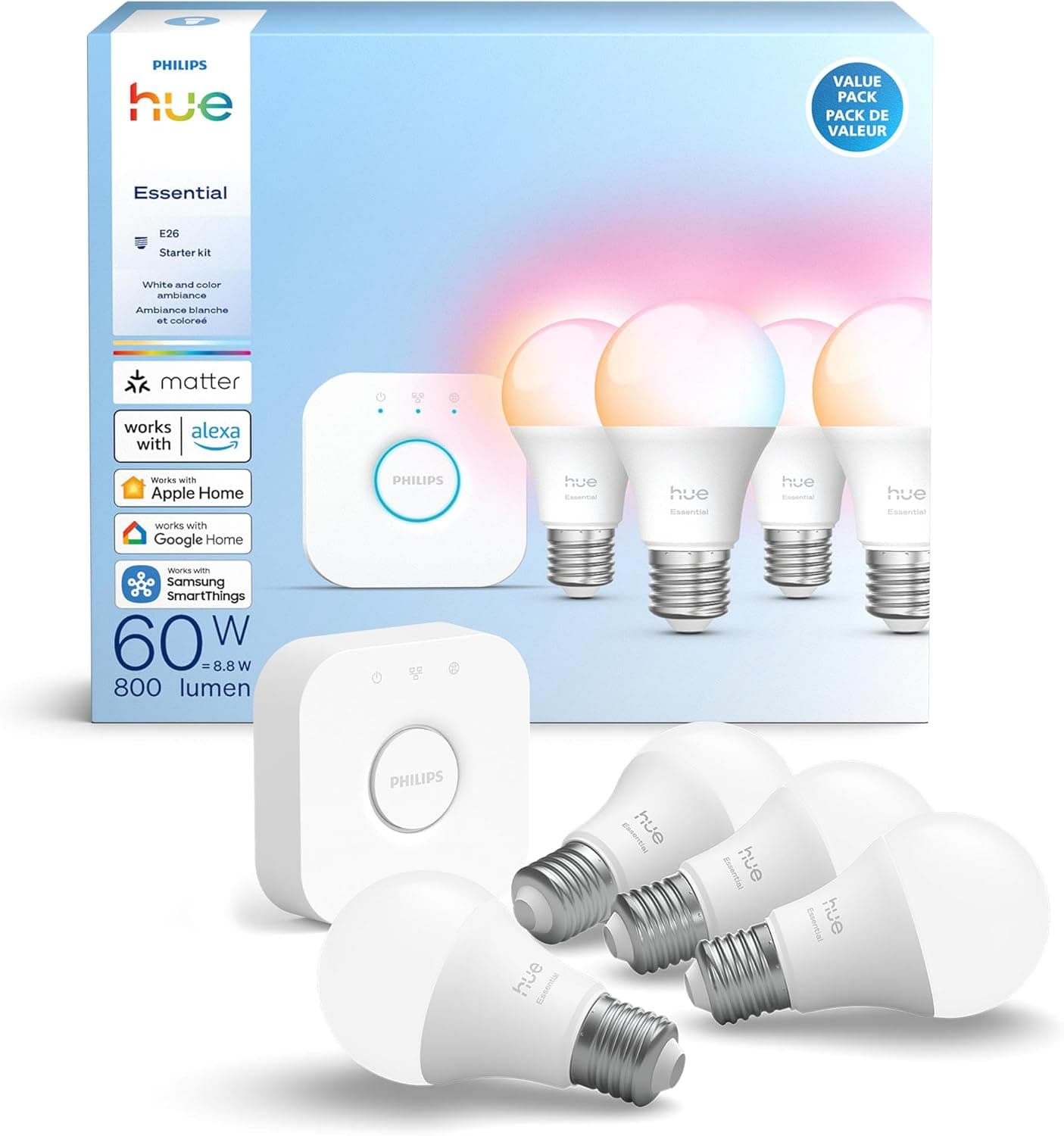 Philips Hue Essential Starter Kit with 4 Smart Bulbs thumbnail 2