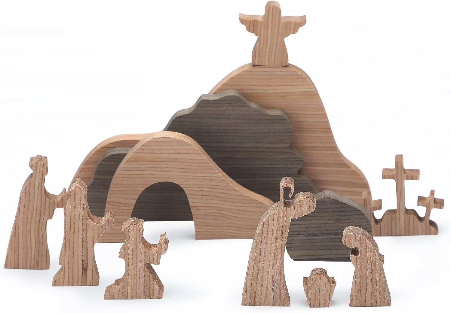 Colingmill 12-Piece Wooden Easter Resurrection Scene with Cross Decorations image 1