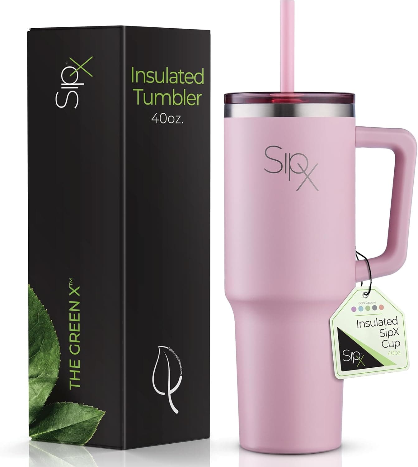 SIPX™ 40 oz Insulated Tumbler with Handle &amp; Straw – Vacuum Insulated Stainless Steel, Leakproof, Cupholder Friendly – Perfect for Iced Coffee, Water &amp; Travel – Pink : Home &amp; Kitchen — Spring Gift Ideas gift idea