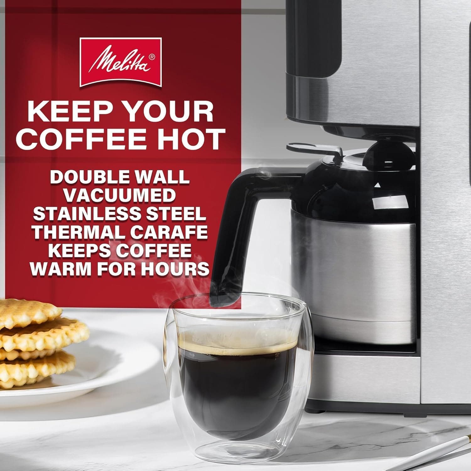 Melitta Aroma Tocco Thermal Drip Coffee Maker, 8-Cup, Programmable with Automatic Shut-Off, Pause &amp; Serve, Stainless Steel Carafe with 5-Pack Coffee Filters: Home &amp; Kitchen thumbnail 4