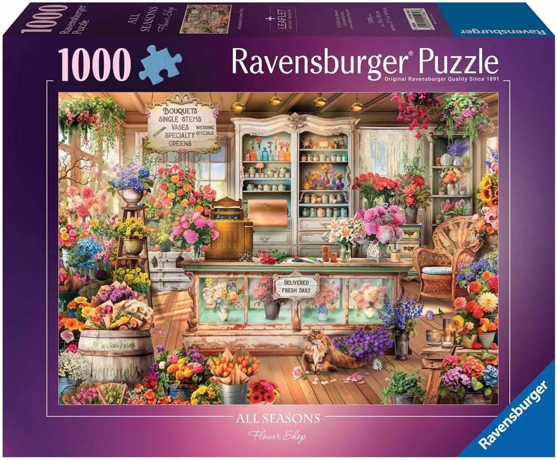 Ravensburger All Seasons Flower Shop 1000 Piece Jigsaw Puzzle | Explore Colorful Botanical Arrangements | from The Bestselling Puzzle Brand Worldwide | Enhanced Anti-Glare Surface : Toys &amp; Games — Easter Gifts gift idea