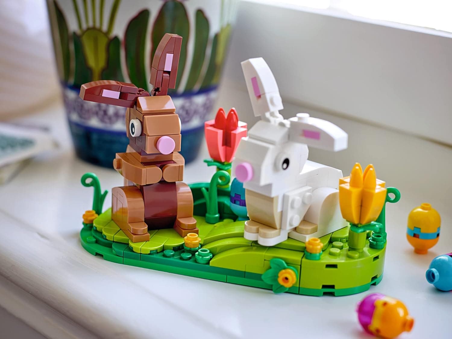 LEGO Easter Rabbits Display 40523 Building Toy Set, Includes Colorful Easter Eggs and Tulips, Easter Decorations : Toys &amp; Games thumbnail 3