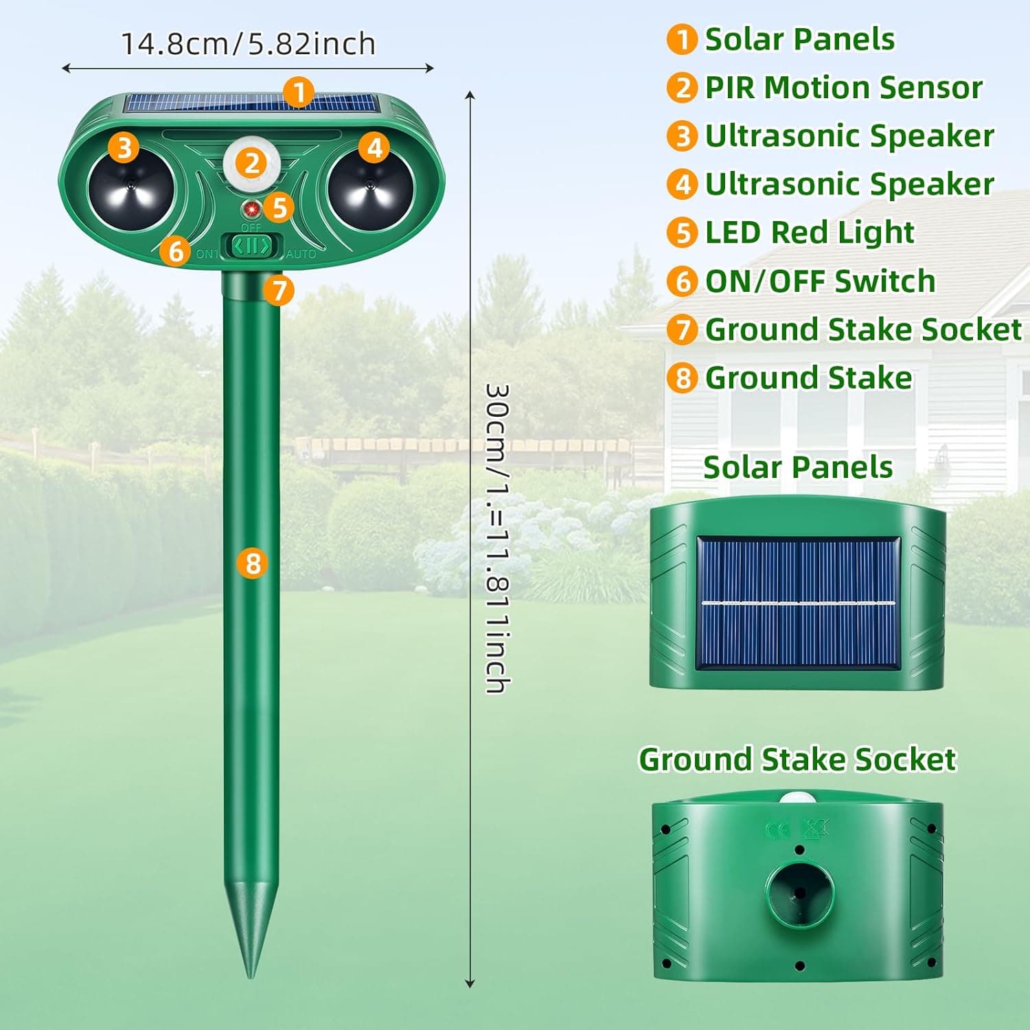 2026 Solar Animal Repellent - Motion-Activated Ultrasonic Deterrent (2 Pack) thumbnail 4
