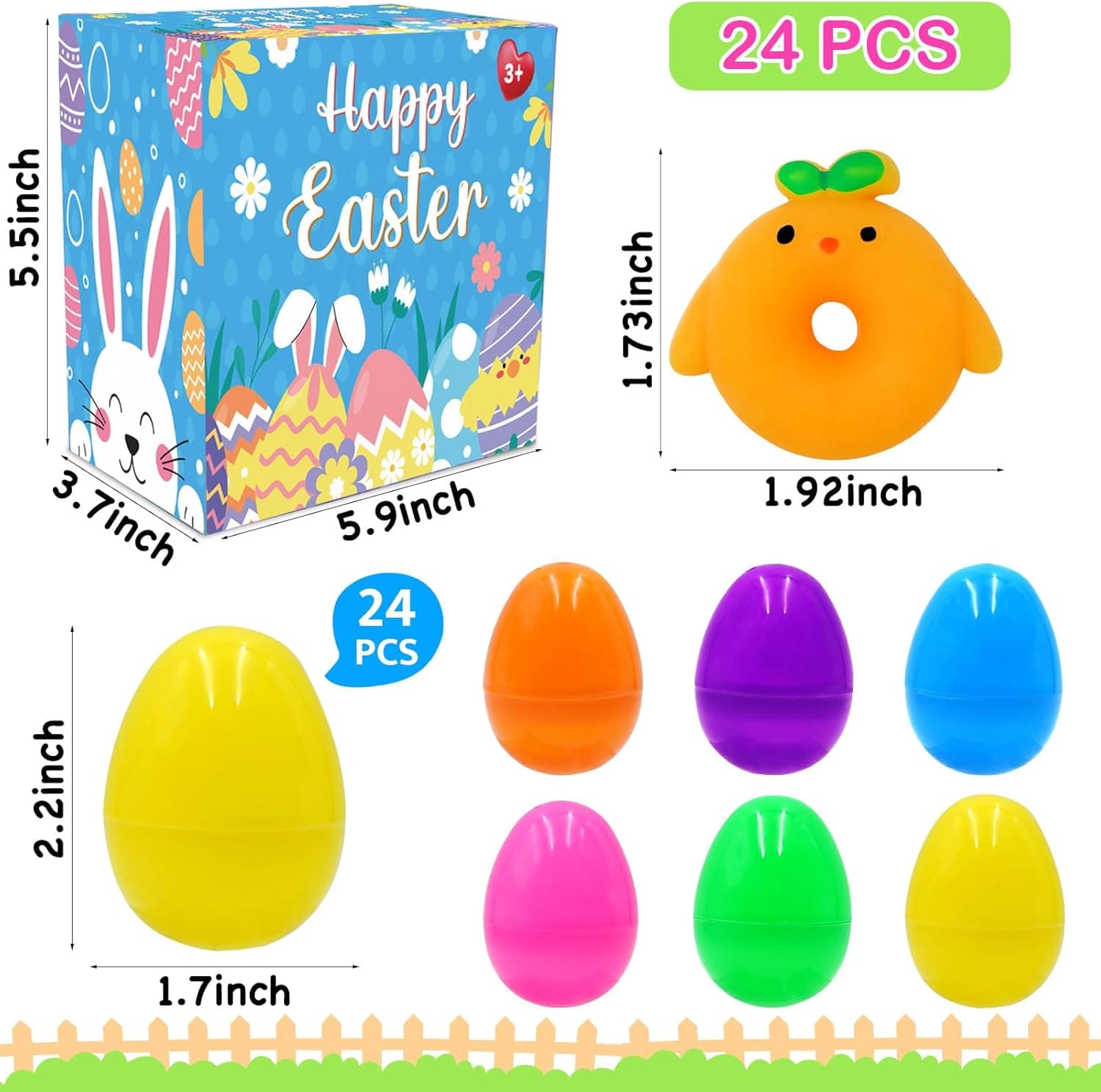 ZICZLI 24 Pack Easter Egg Mochi Squishies Toys thumbnail 2