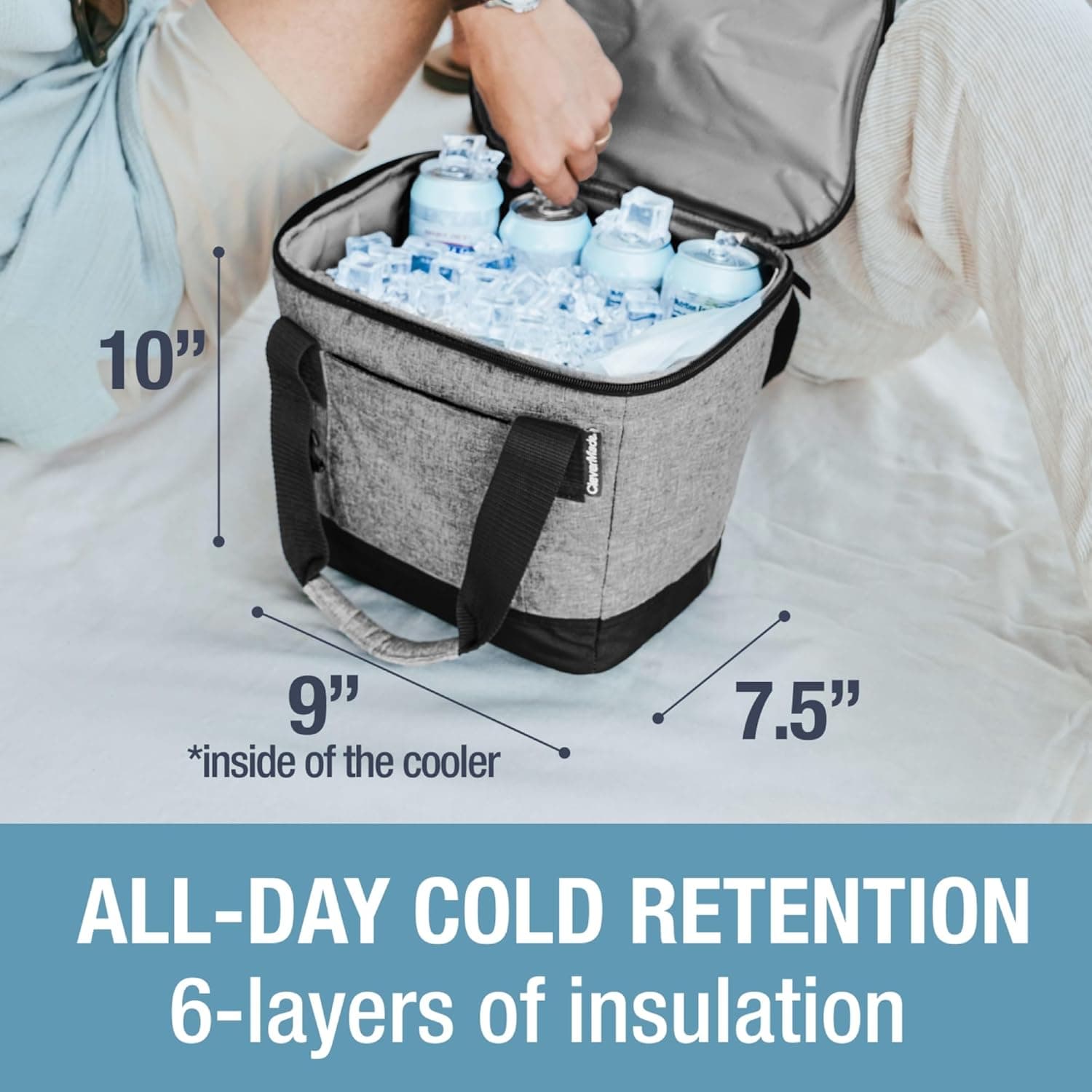 CleverMade Collapsible Insulated Cooler Bag – Leakproof Soft Cooler for Beach, Travel, Car – Bottle Opener : Sports &amp; Outdoors thumbnail 4