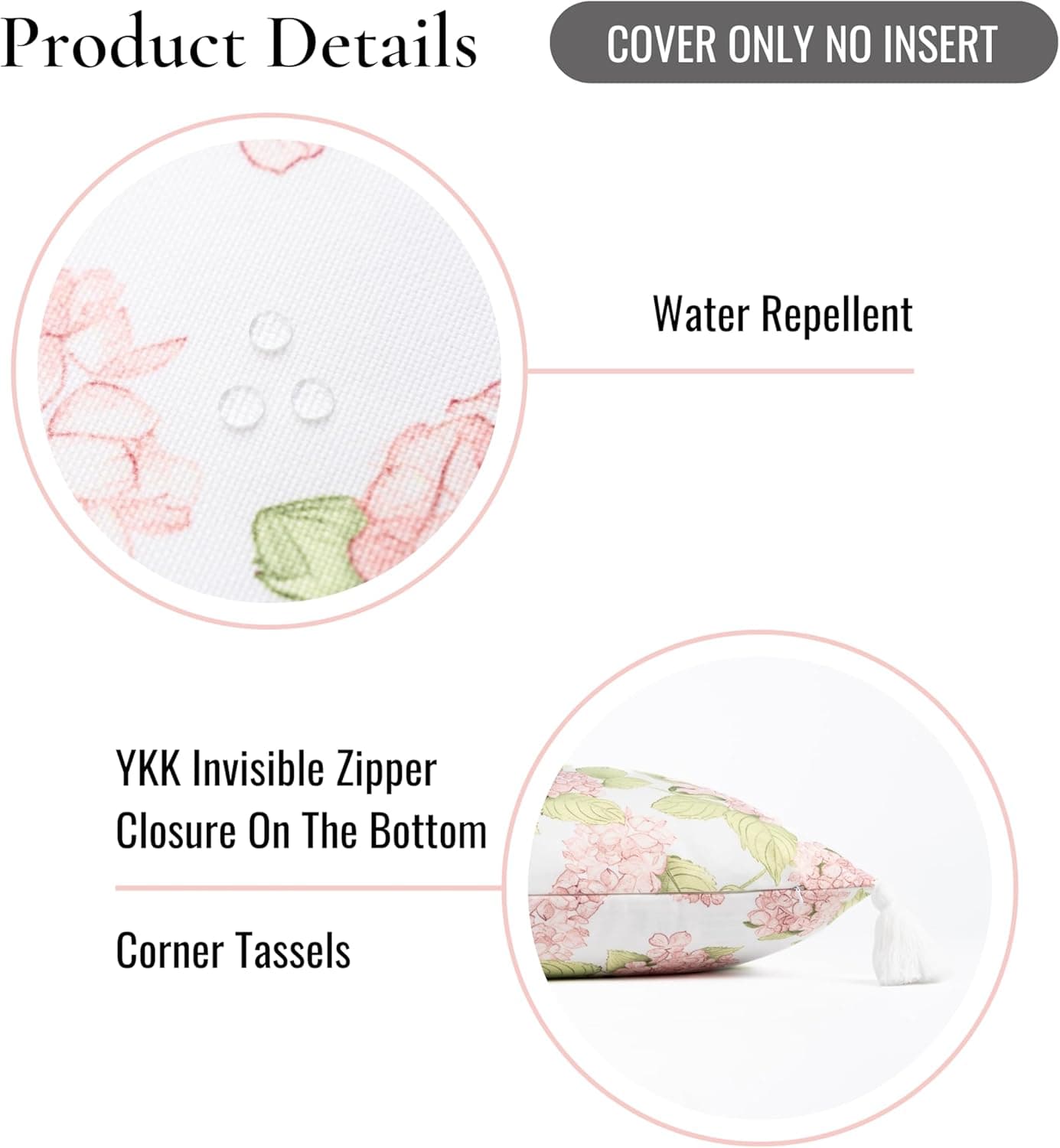 Hofdeco Premium Coastal Outdoor Throw Pillow Cover - 18"x18" Hydrangea Print thumbnail 5