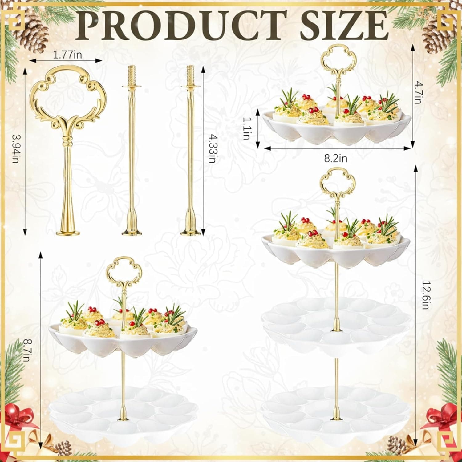 3 Tier Ceramic Easter Deviled Egg Platter 36 Hole Deviled Egg Tray Container, Detachable Eggs Holder Tower for Easter Party Food Container for Kitchen Countertop Microwave Dishwasher Freezer : Home &amp; Kitchen thumbnail 2