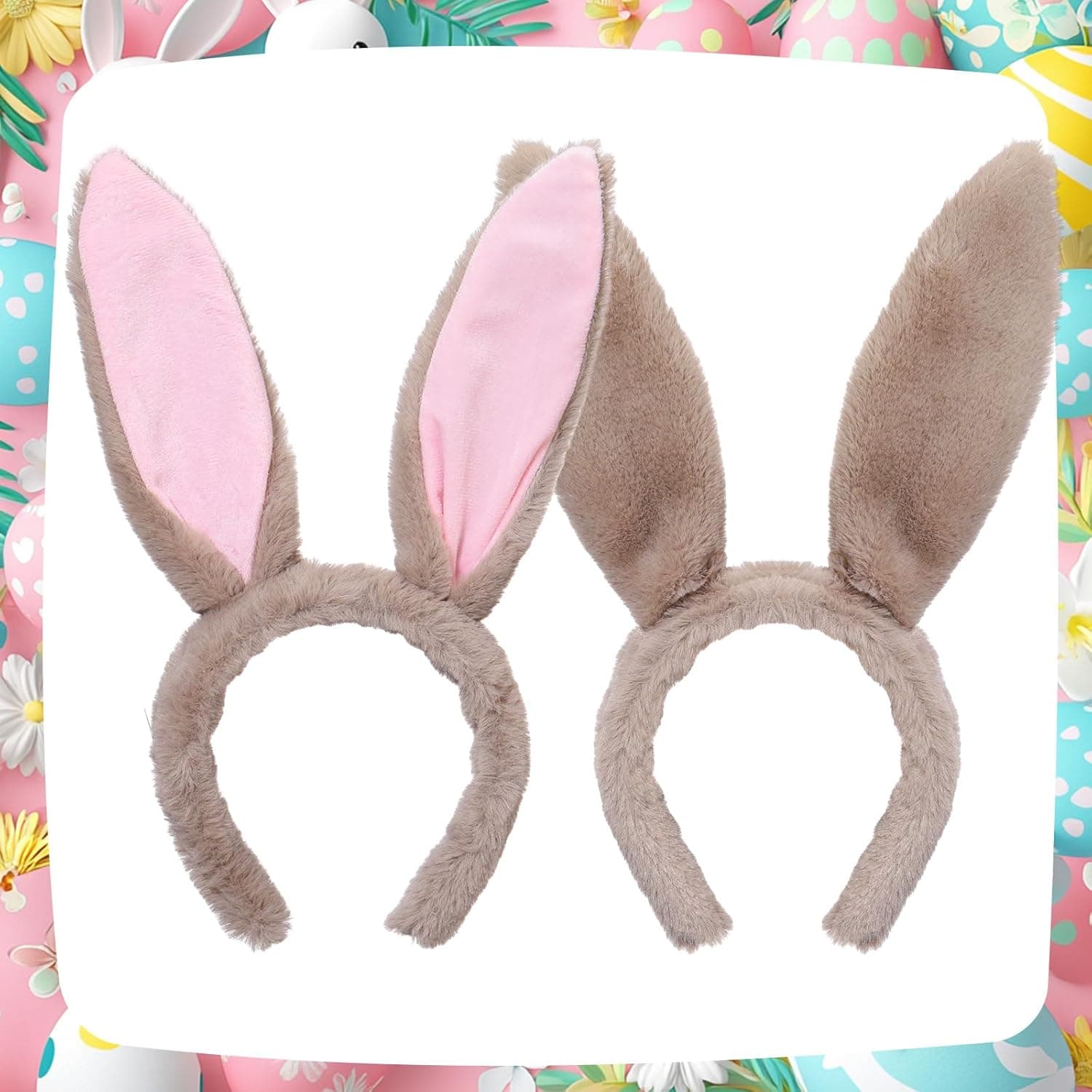 WILLBOND 6 Pcs Easter Bunny Ears Simulation Plush Rabbit Ear Soft Bunny Headband for Cosplay Party Halloween (Natural Color) : Clothing, Shoes &amp; Jewelry thumbnail 2