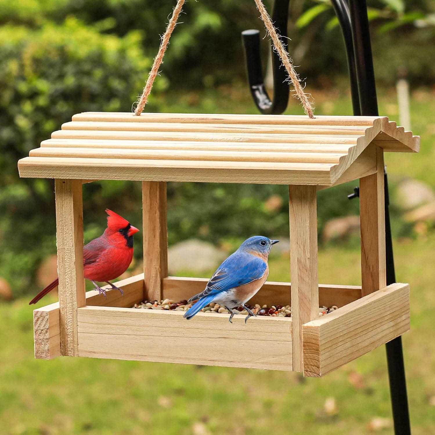 Wooden Bird Feeder House for Cardinals and Finches thumbnail 4