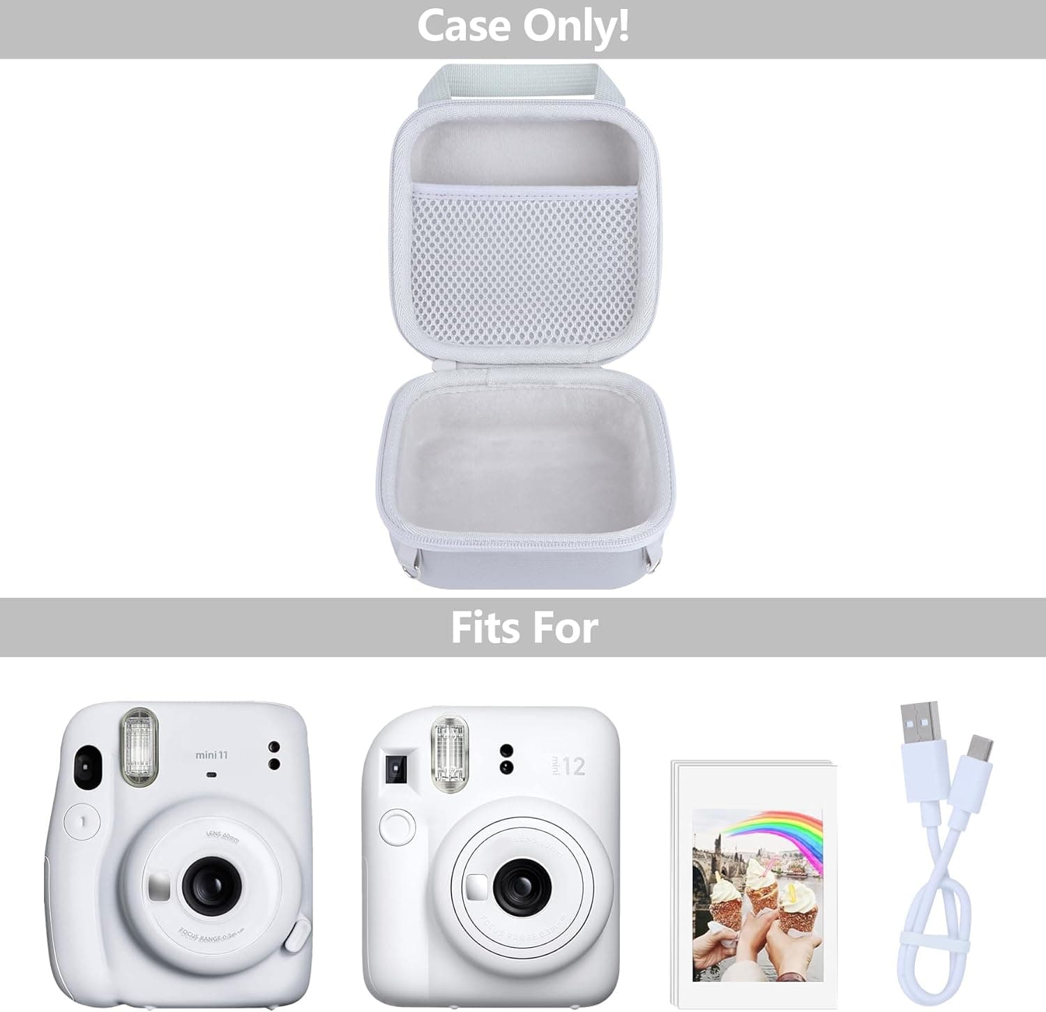 RIYADAone Hard Case Replacement for Fujifilm Instax Mini 12/11 Instant Camera (Ice White Case) : Electronics thumbnail 3