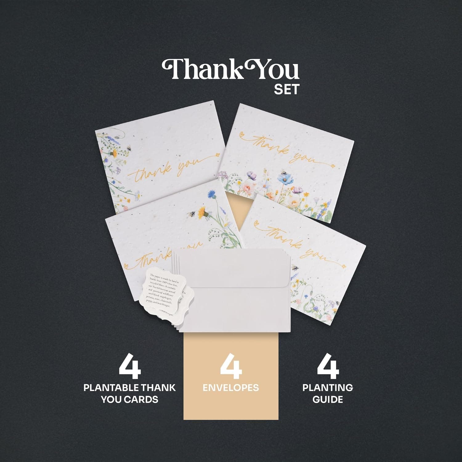 Seed Bloom Thank You Set Greeting Card with Plantable Wildflower Seed Paper thumbnail 2