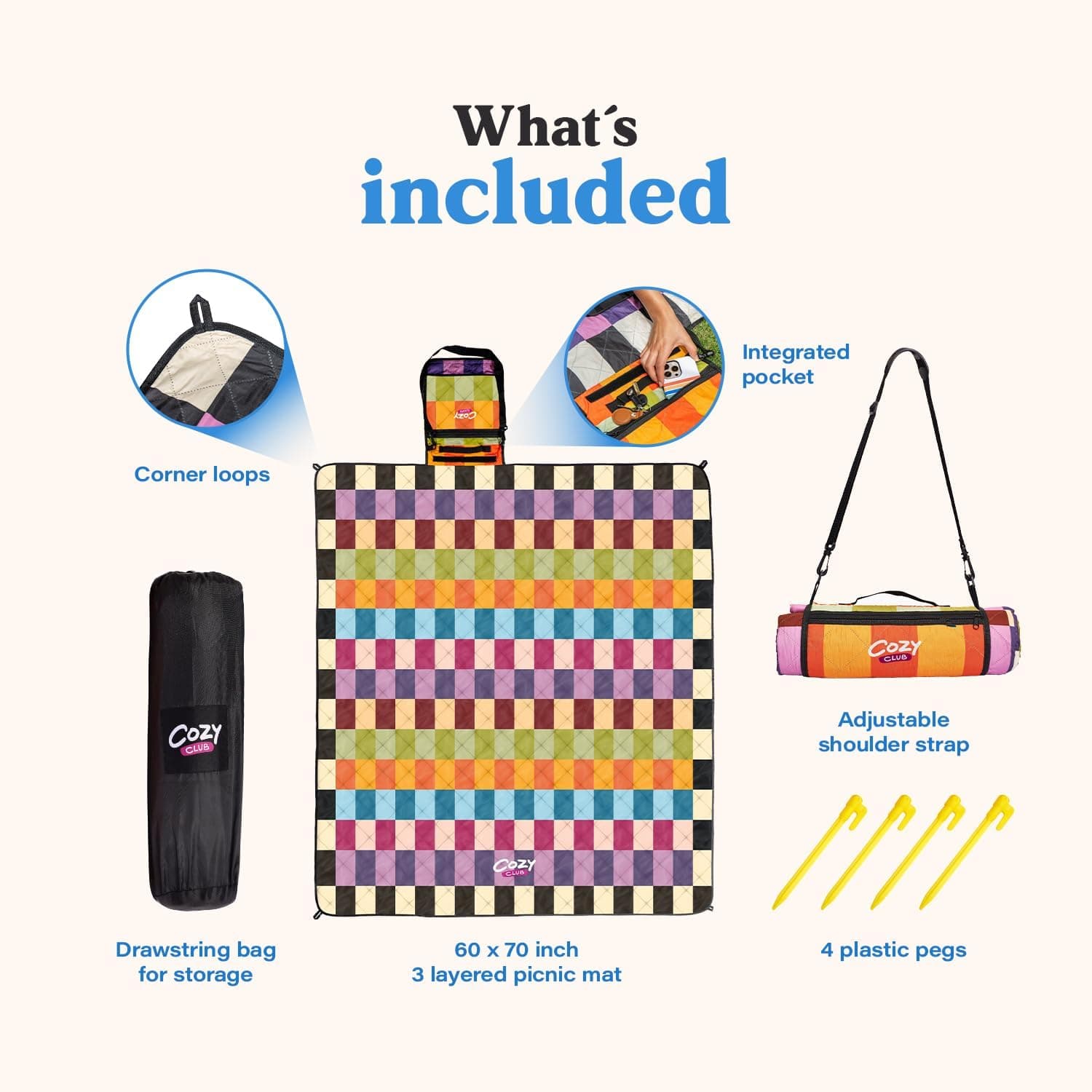 Cozy Club Waterproof Picnic Blanket thumbnail 4